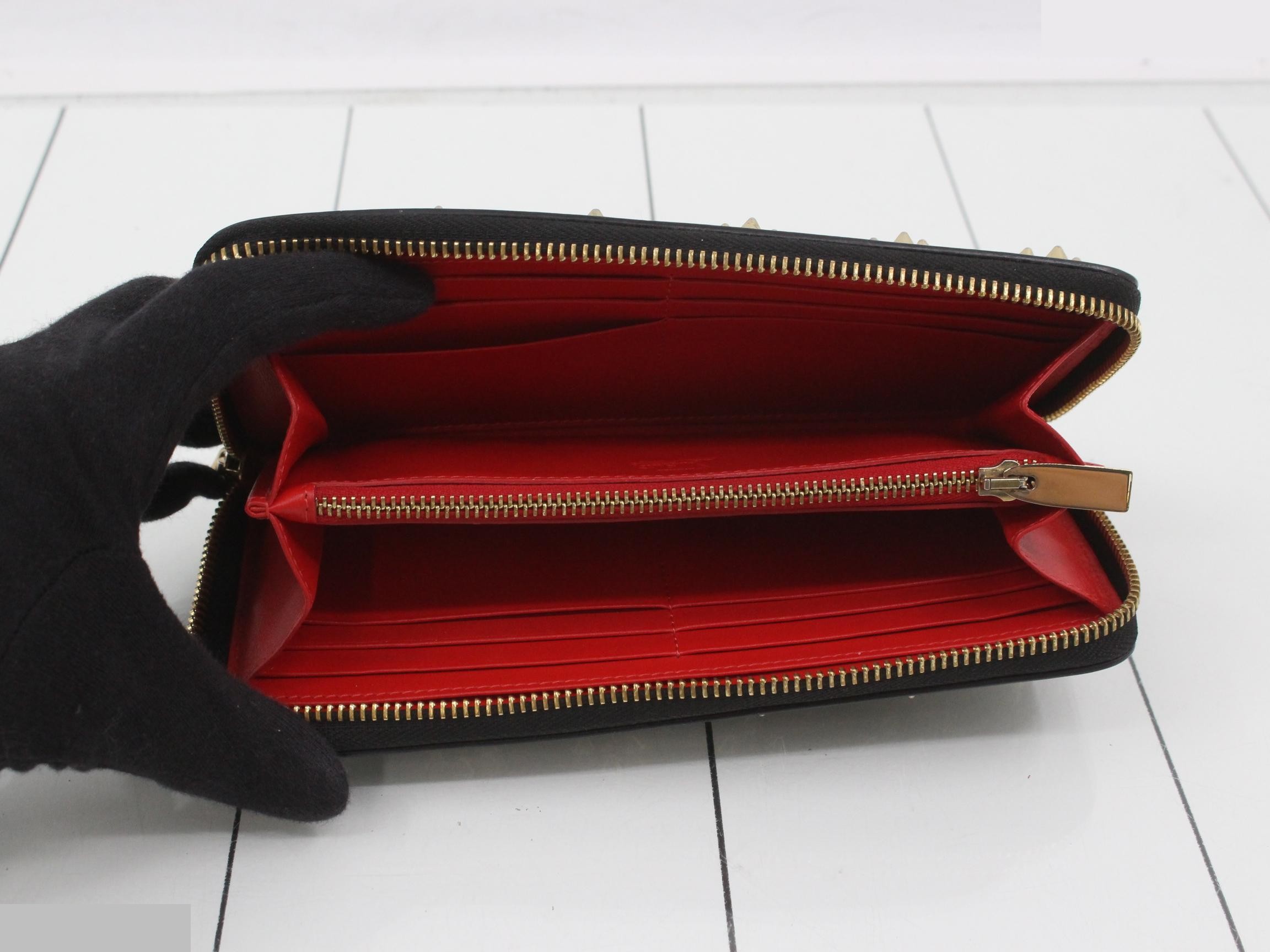 Panettone Long Wallet, Round Zip, Leather, Black & Gold — view 4
