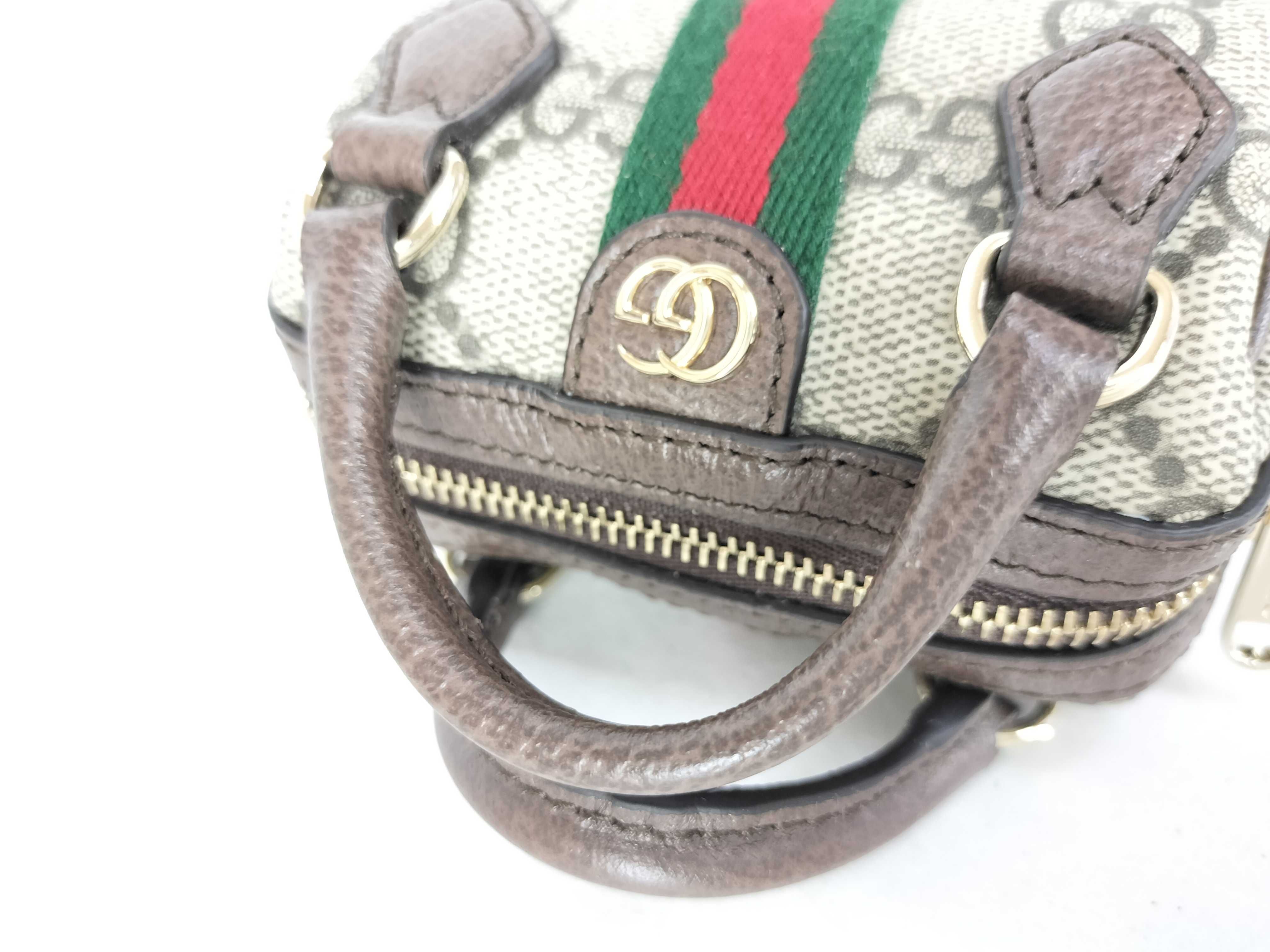 GG Supreme Unused Ophidia Mini Boston Bag with Charm and Other Accessories — view 4