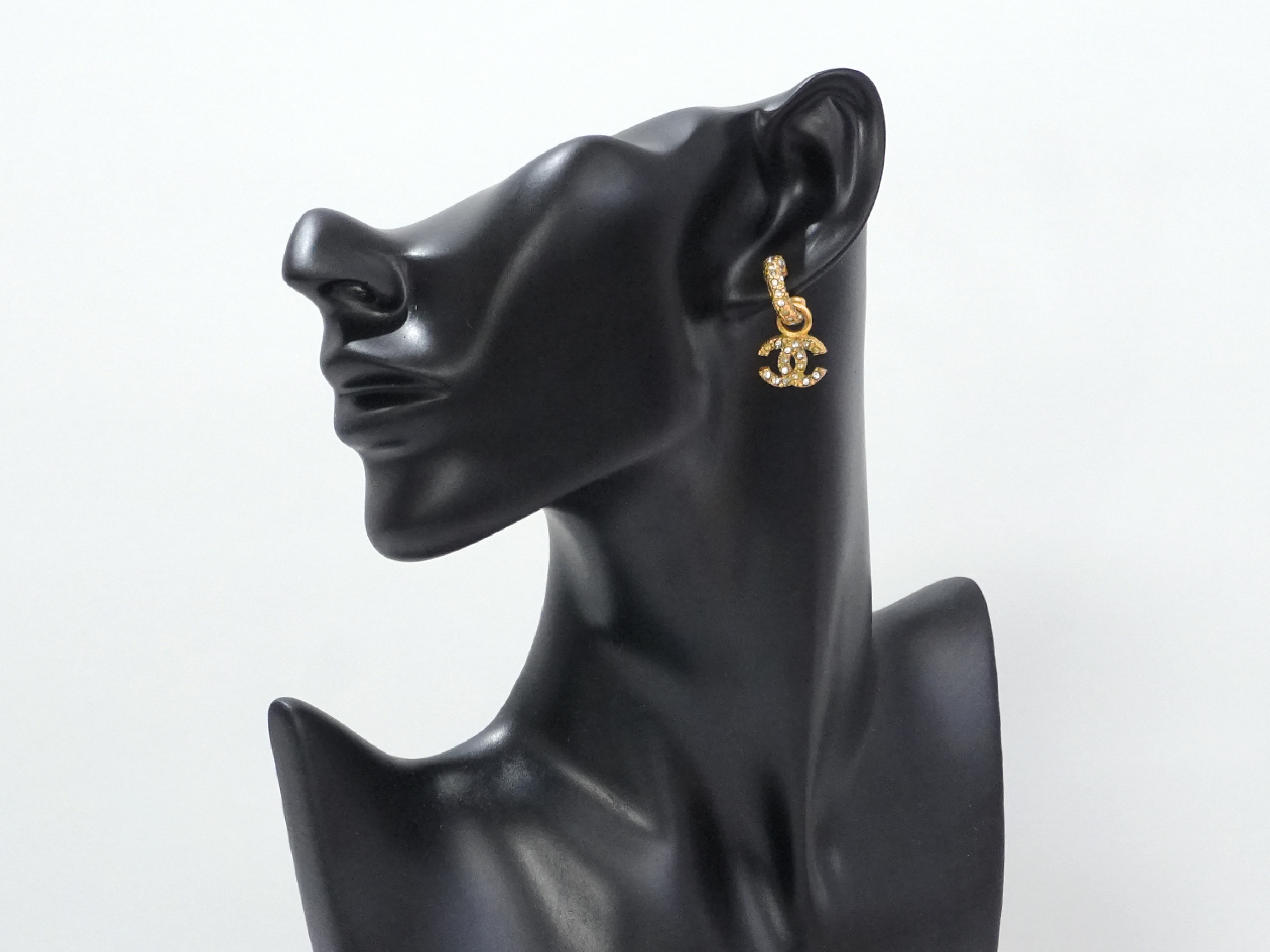 Coco Mark Gold Rhinestone Earrings 01P — view 7