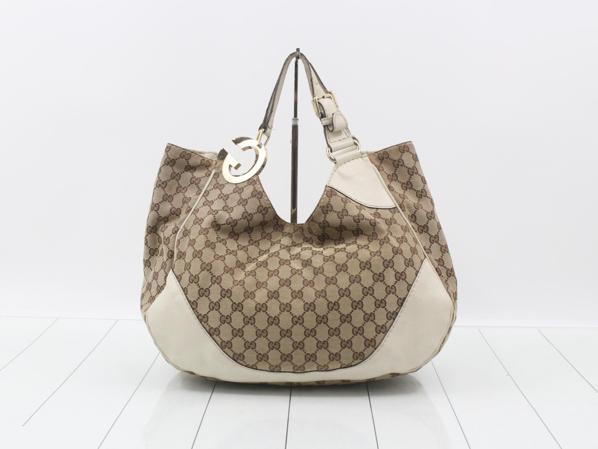 Canvas Shoulder Bag Charlotte White Leather 203504 — view 2
