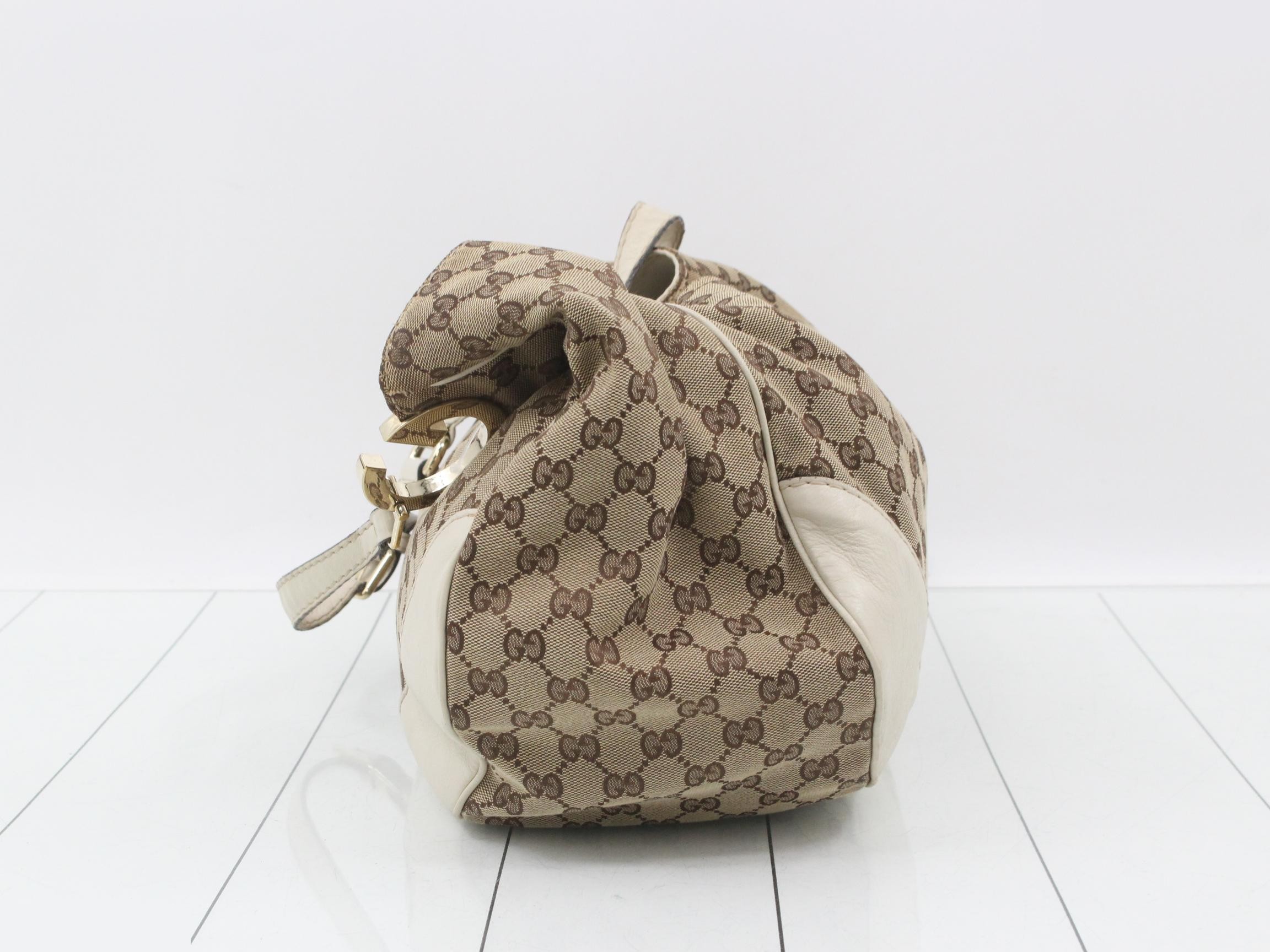 Canvas Shoulder Bag Charlotte White Leather 203504 — view 3