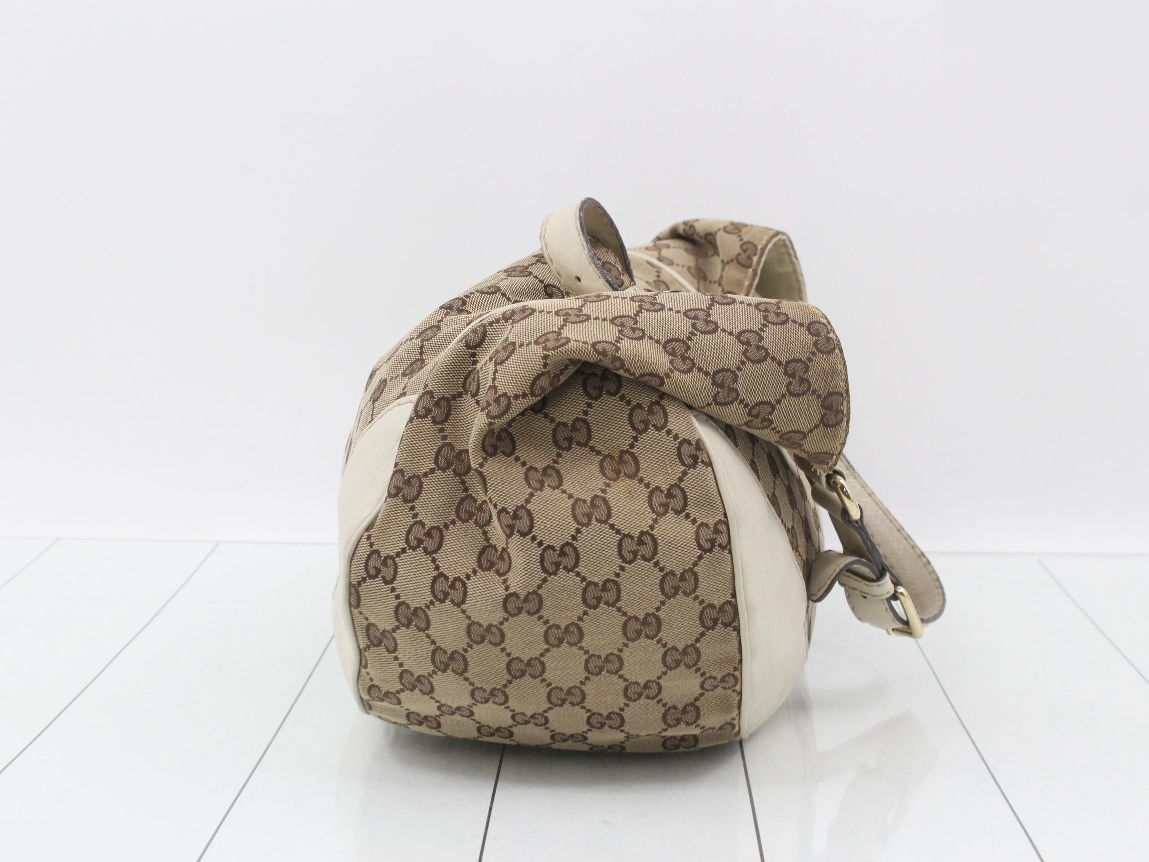 Canvas Shoulder Bag Charlotte White Leather 203504 — view 4
