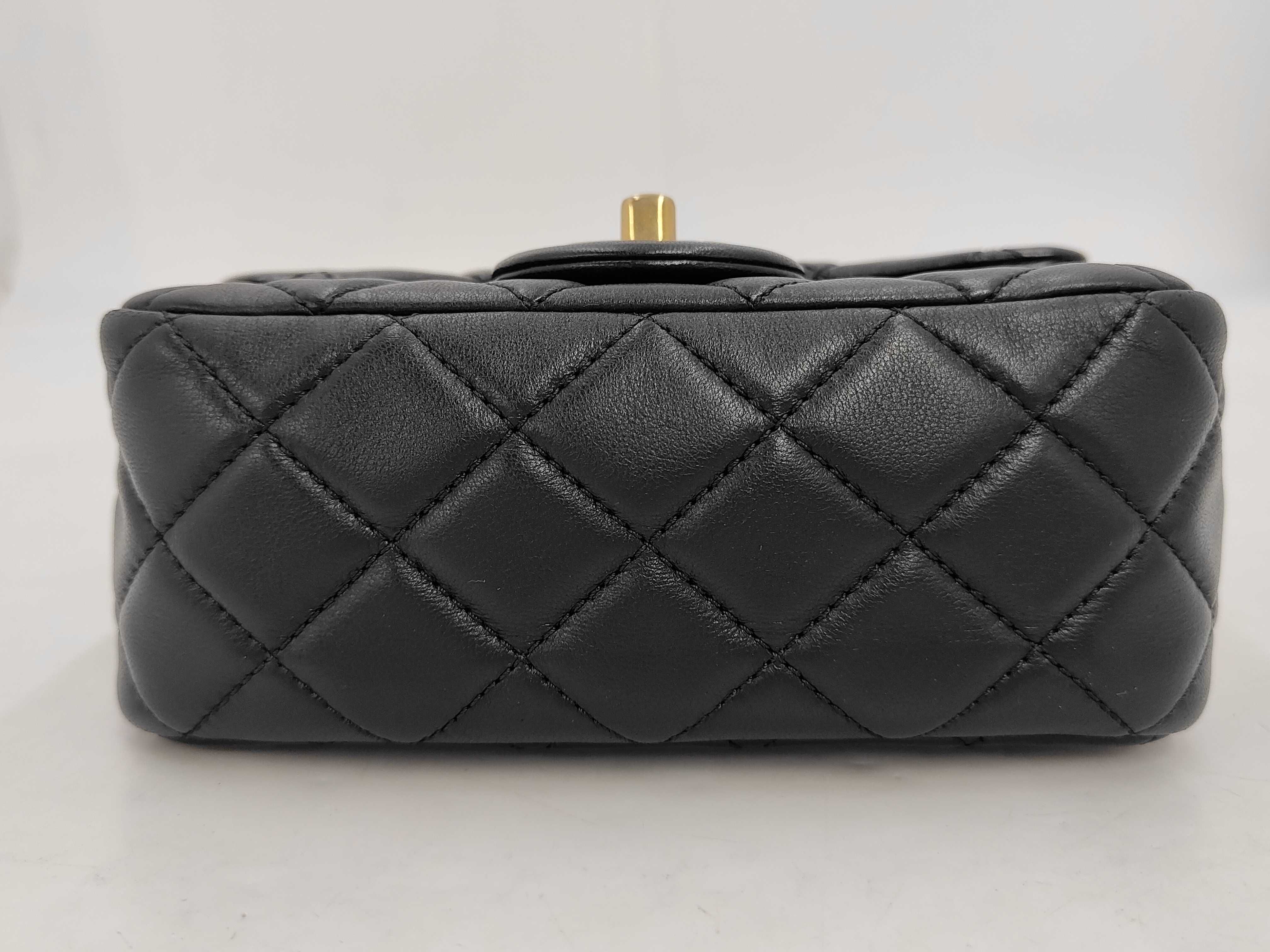 Mini Matelassé Chain Shoulder Bag, Lambskin, Black Shoulder Bag — view 4