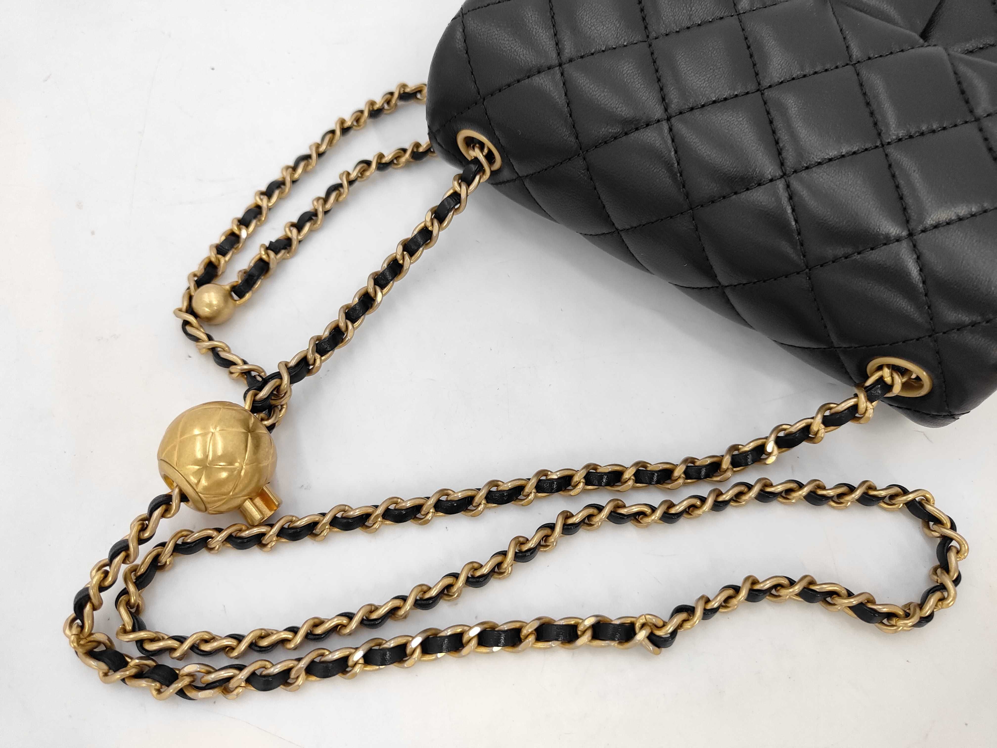 Mini Matelassé Chain Shoulder Bag, Lambskin, Black Shoulder Bag — view 5