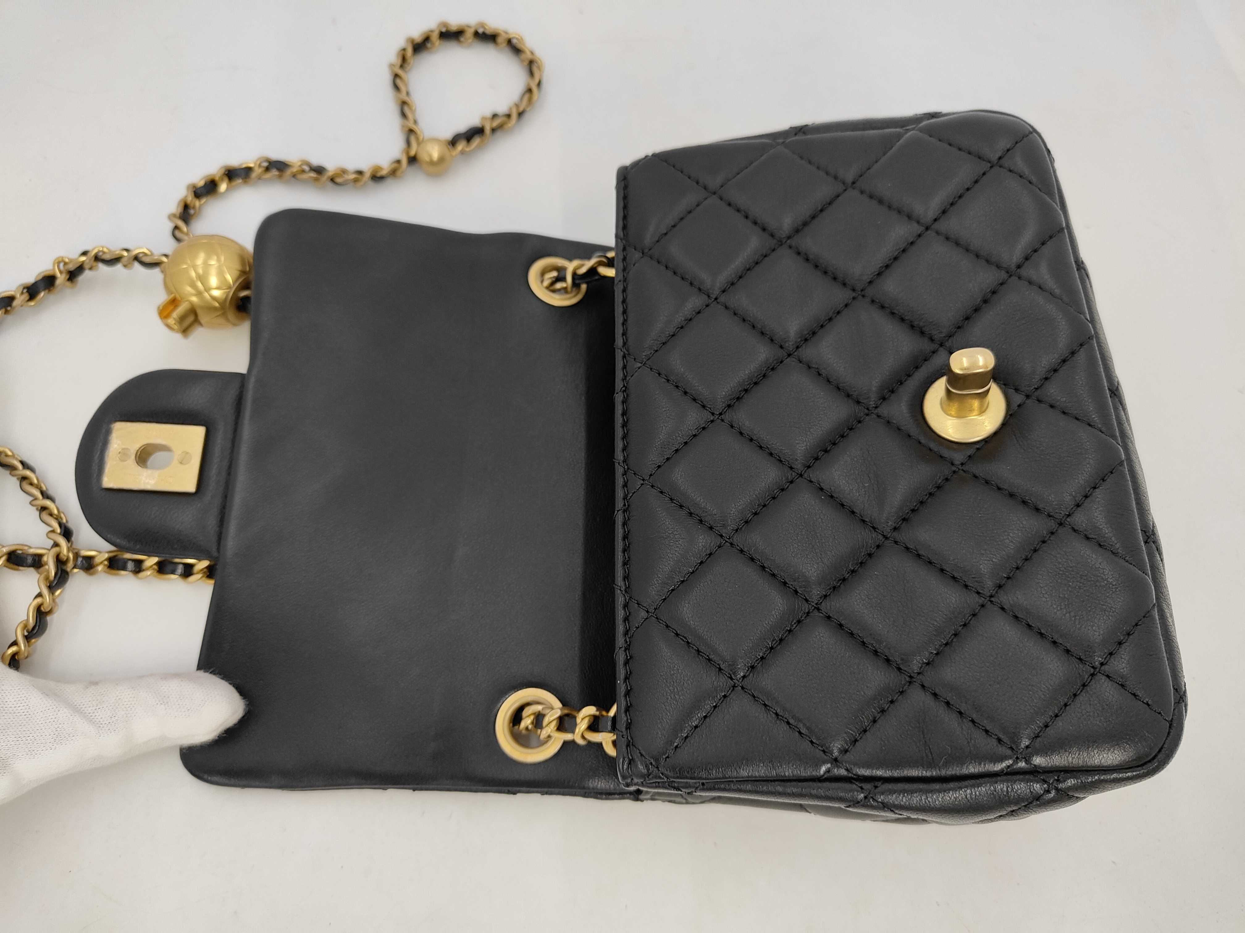 Mini Matelassé Chain Shoulder Bag, Lambskin, Black Shoulder Bag — view 8