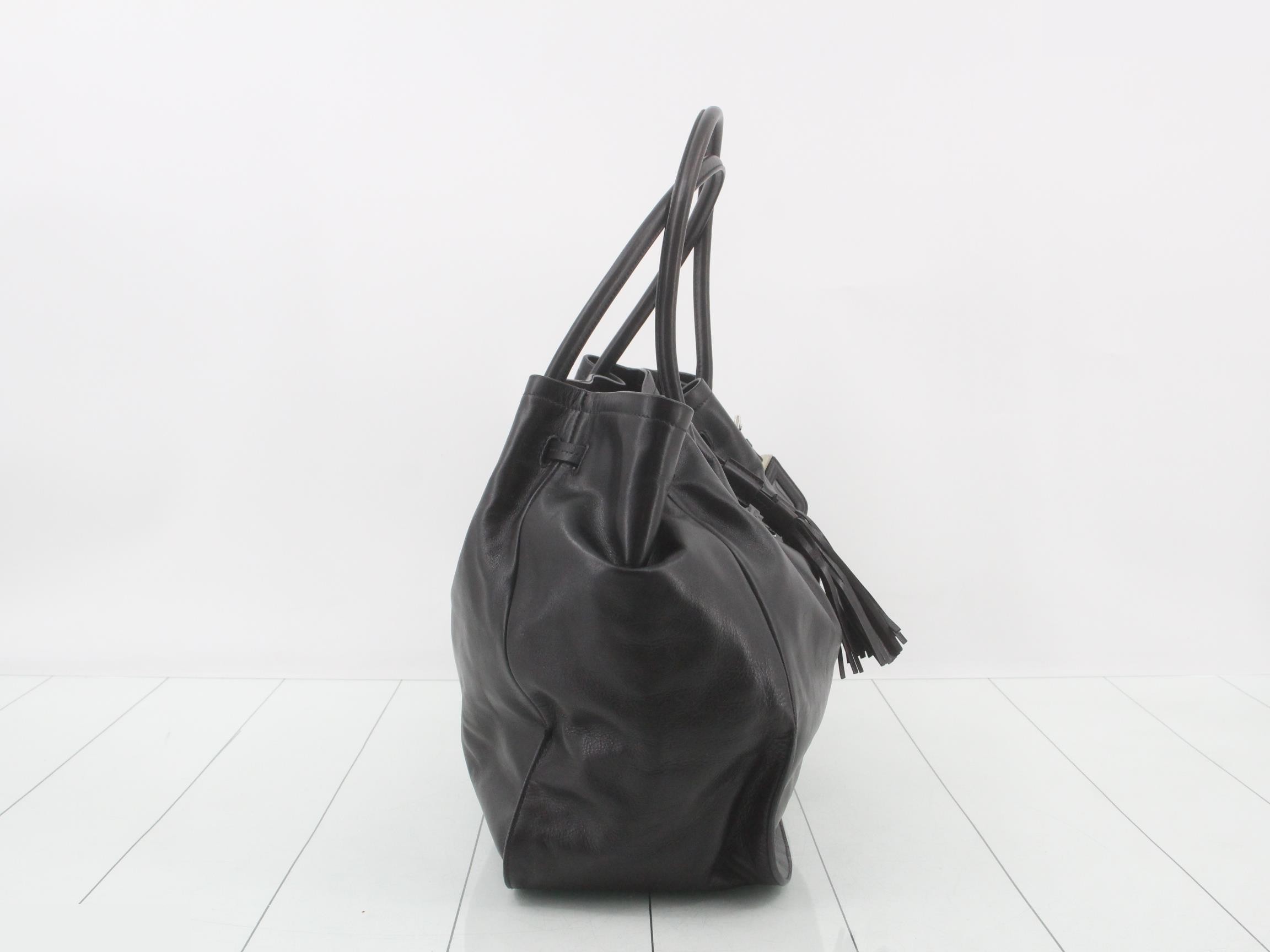 Triangle Logo Leather Tote — view 4