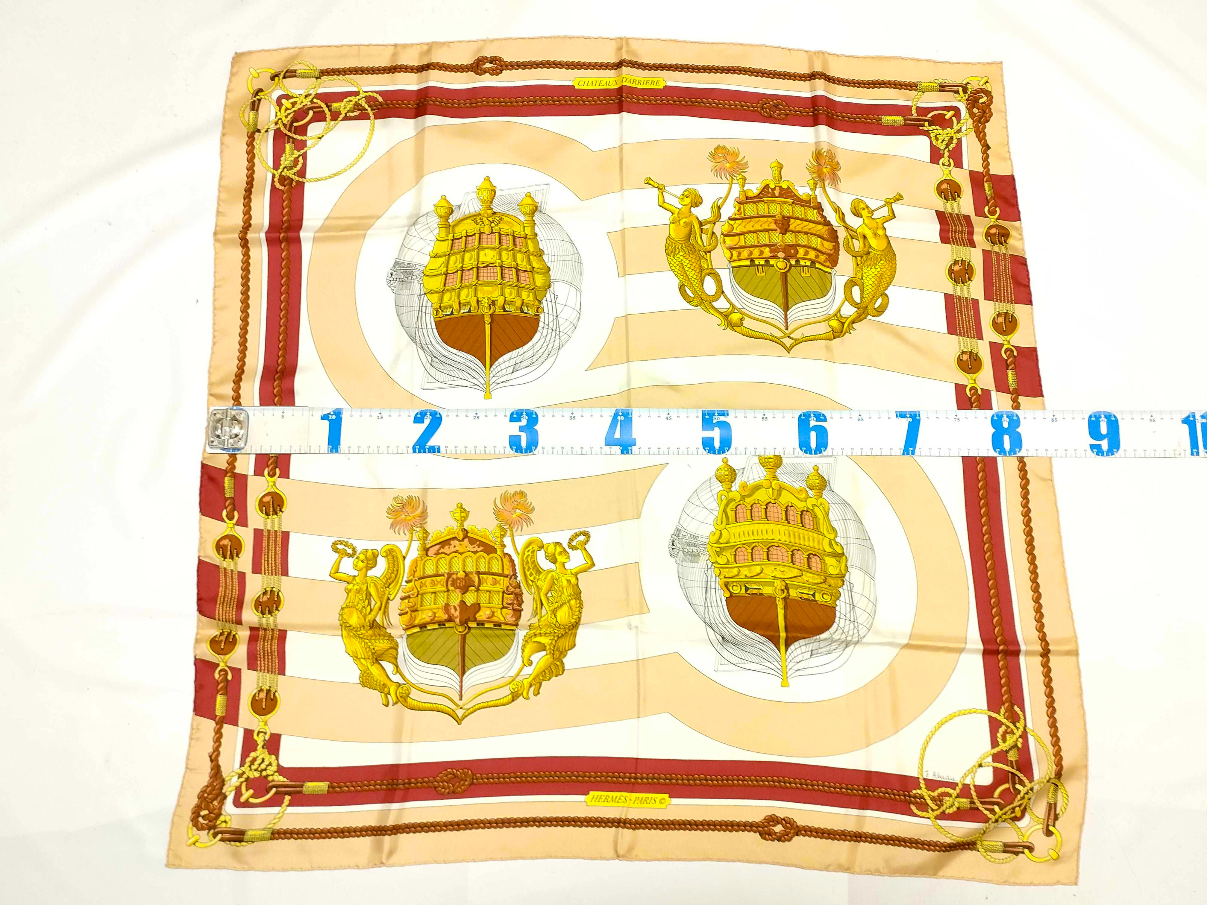 Carre 90 CHATEAUX DARRIERE (Chateau Darriere) Julie Abadi Silk Beige (Other Accessories) — view 2