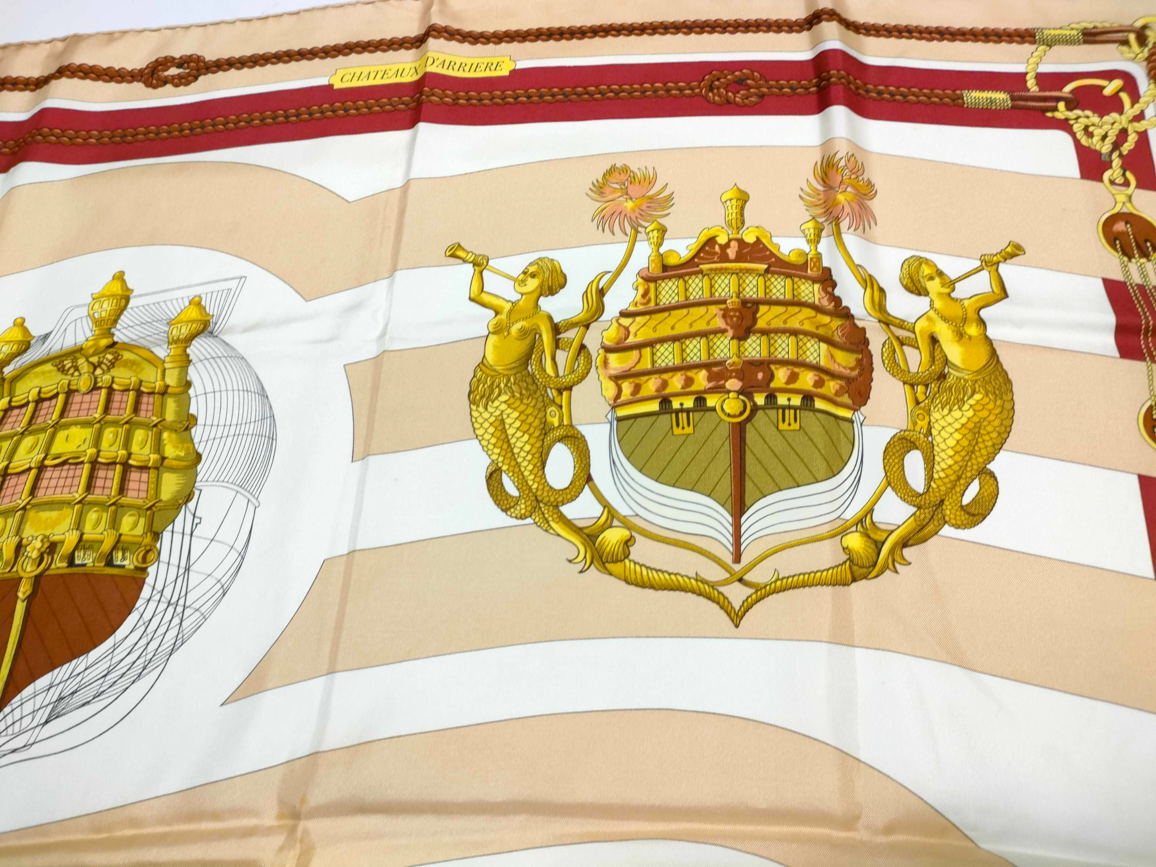 Carre 90 CHATEAUX DARRIERE (Chateau Darriere) Julie Abadi Silk Beige (Other Accessories) — view 7