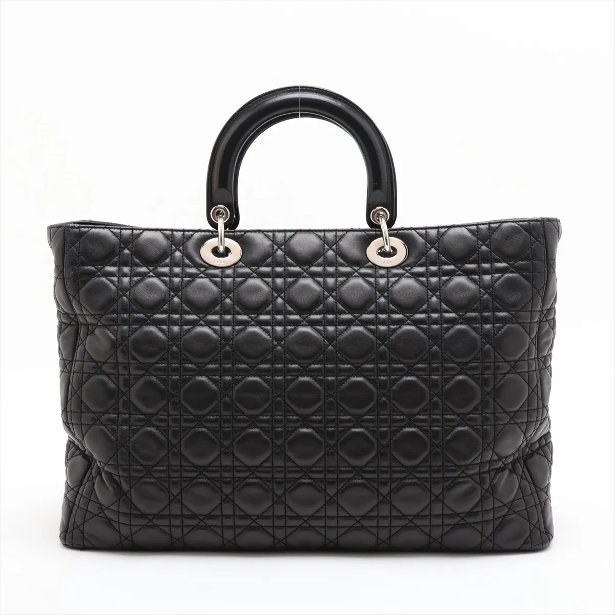 Cannage Lady Dior Large Leather 2-Way Handbag, Black — view 2