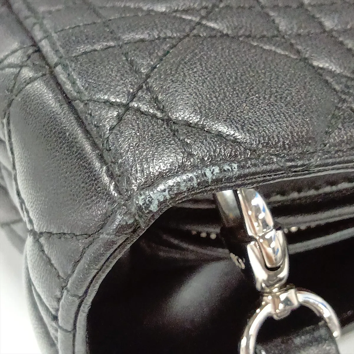 Cannage Lady Dior Large Leather 2-Way Handbag, Black — view 11