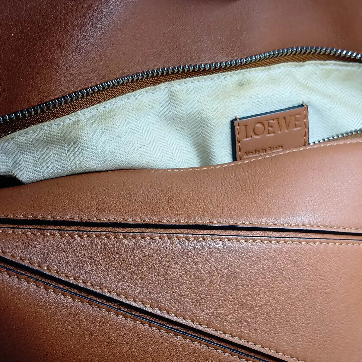Puzzle Medium Leather 2-Way Handbag, Brown — view 13