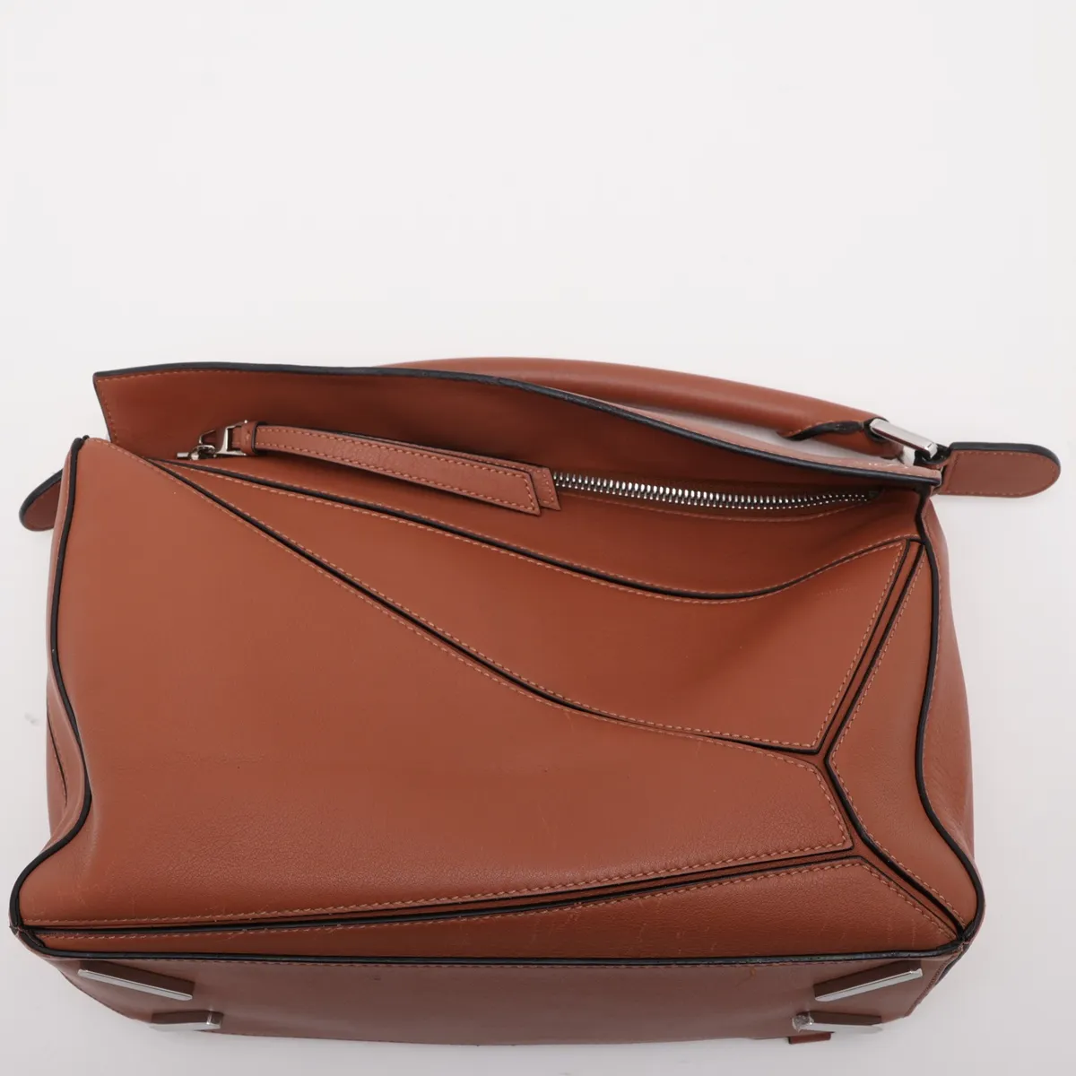 Puzzle Medium Leather 2-Way Handbag, Brown — view 6