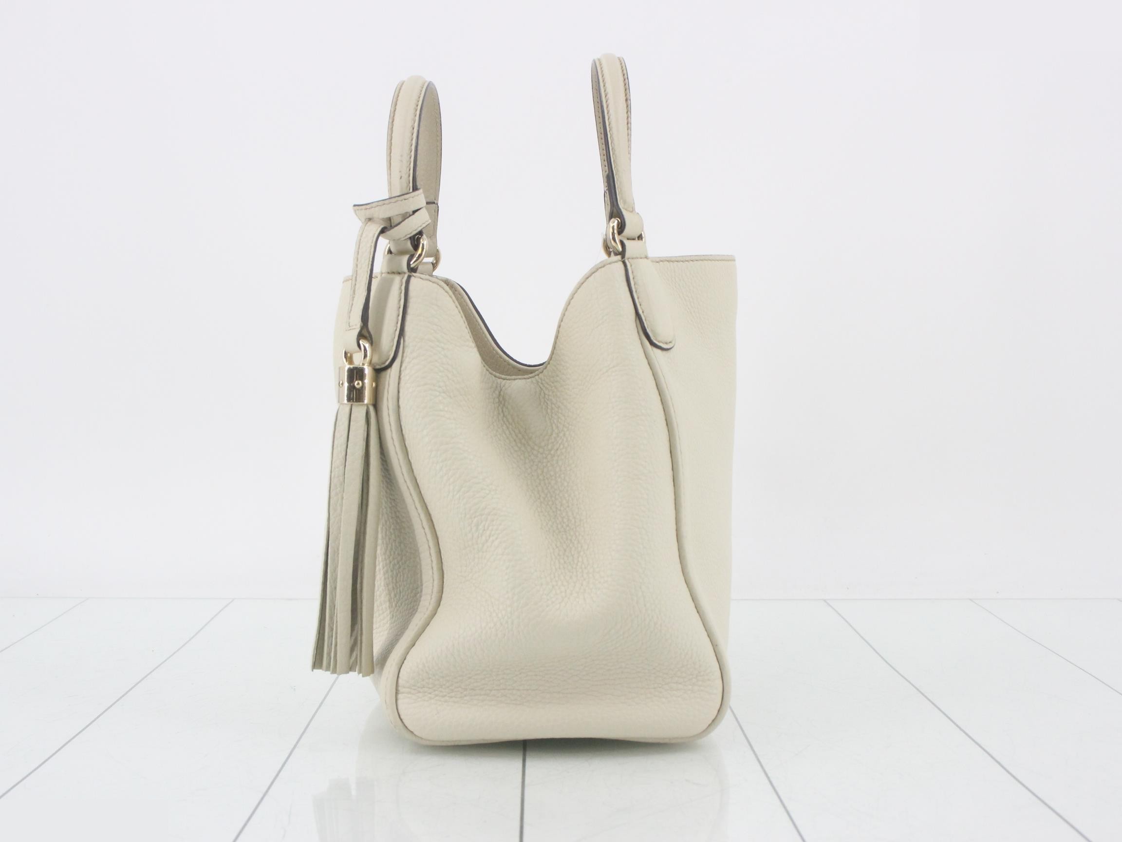 Soho Interlocking Fringe Shopper Tote, Ivory, W26cm — view 3
