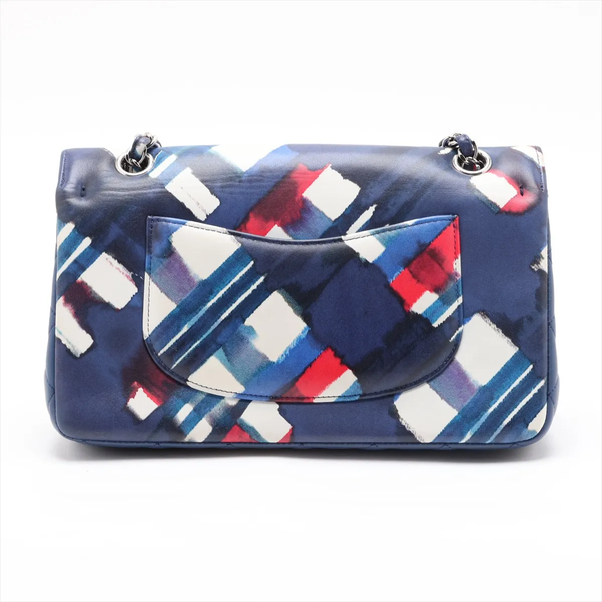Airline Lambskin Double Flap Double Chain Bag, Blue x White, Silver Hardware, 22584289, Serial Number 22 — view 2