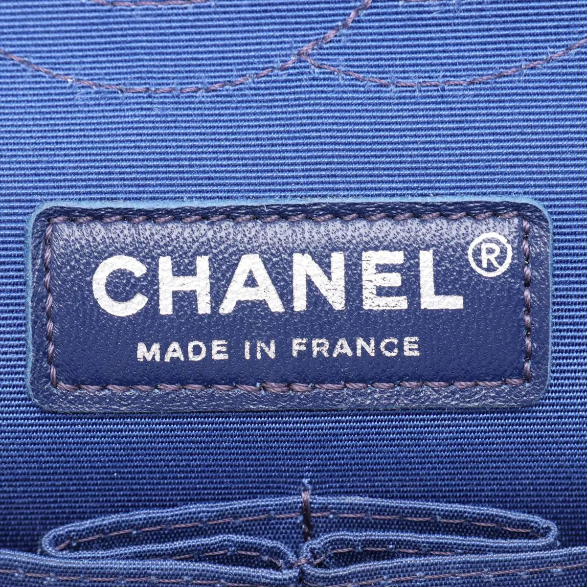 Airline Lambskin Double Flap Double Chain Bag, Blue x White, Silver Hardware, 22584289, Serial Number 22 — view 11