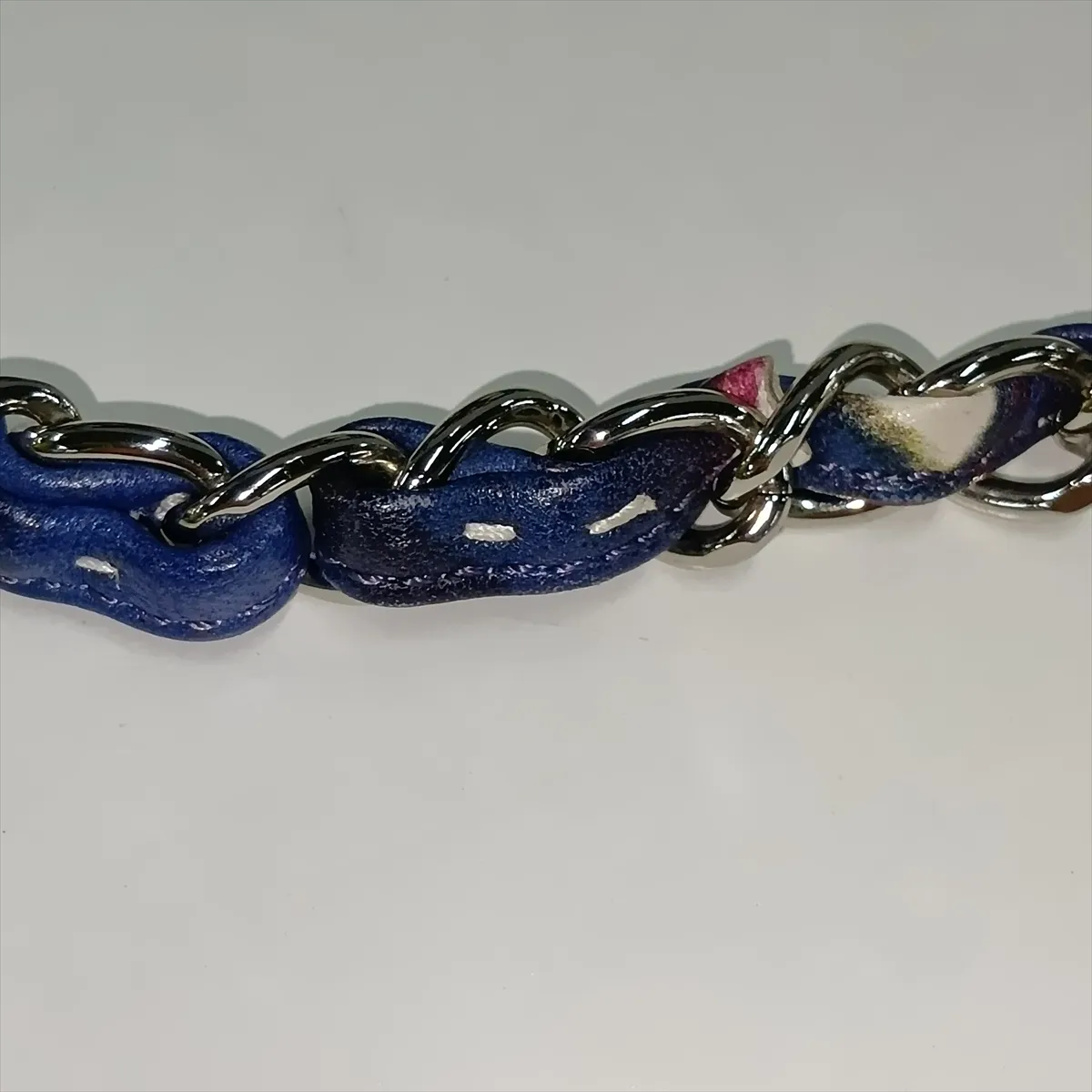 Airline Lambskin Double Flap Double Chain Bag, Blue x White, Silver Hardware, 22584289, Serial Number 22 — view 13