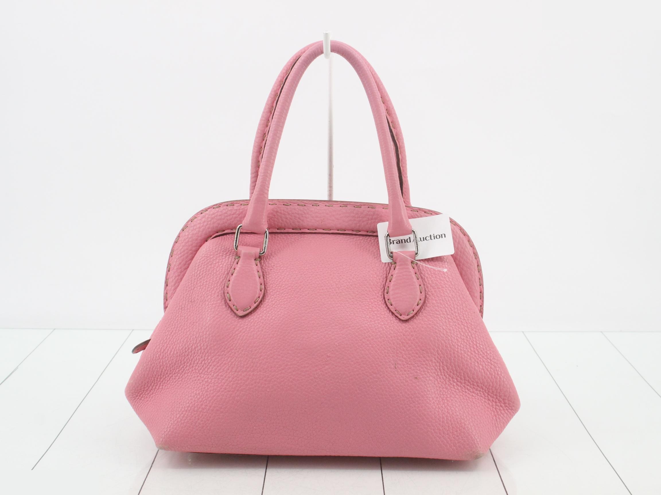 Pink leather handbag — view 2