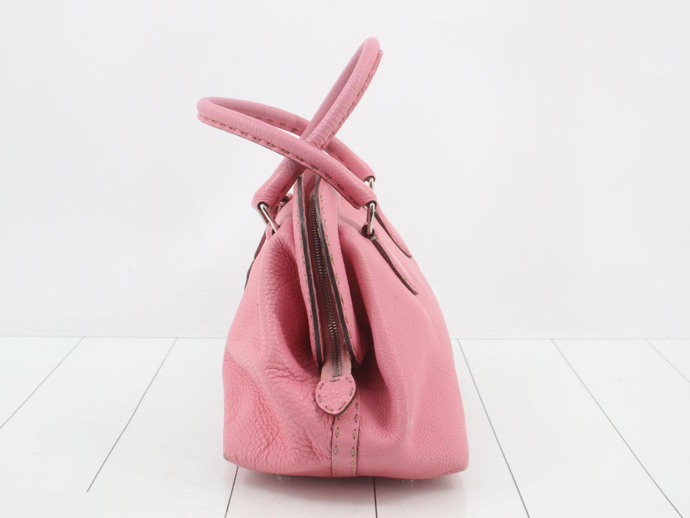 Pink leather handbag — view 3