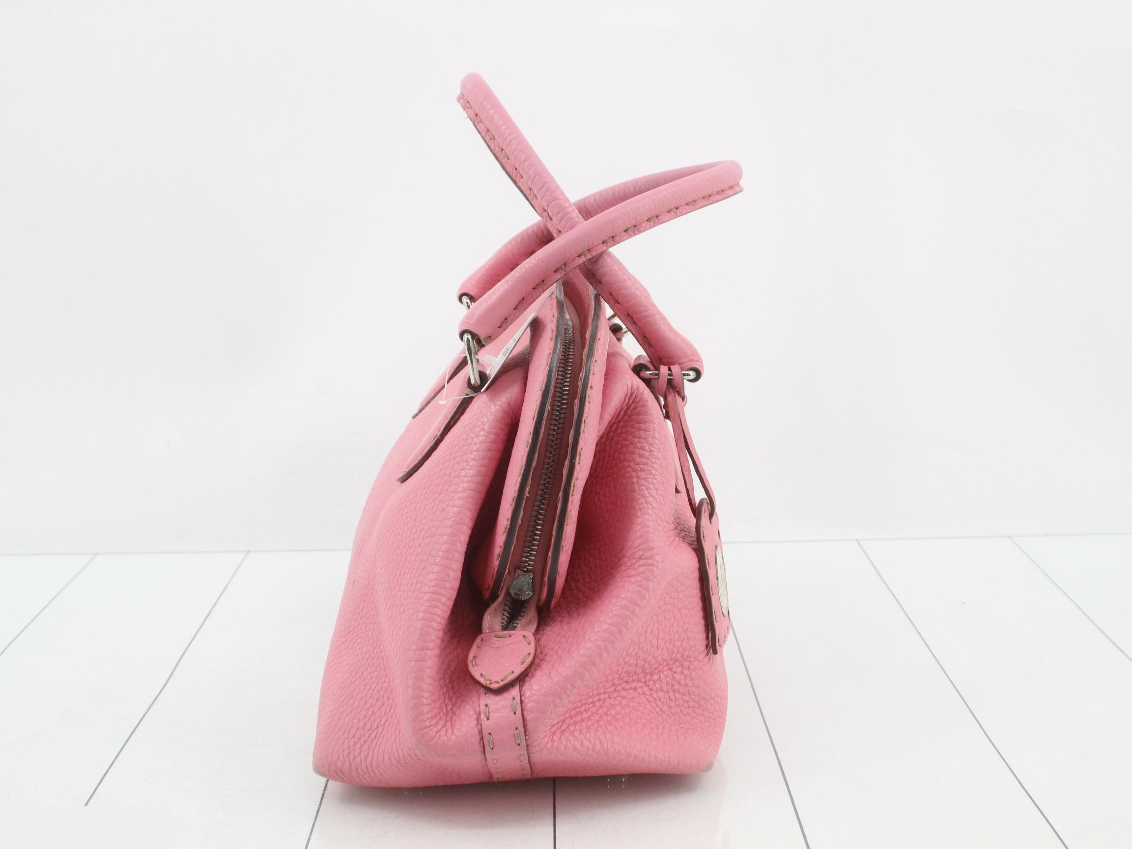 Pink leather handbag — view 4