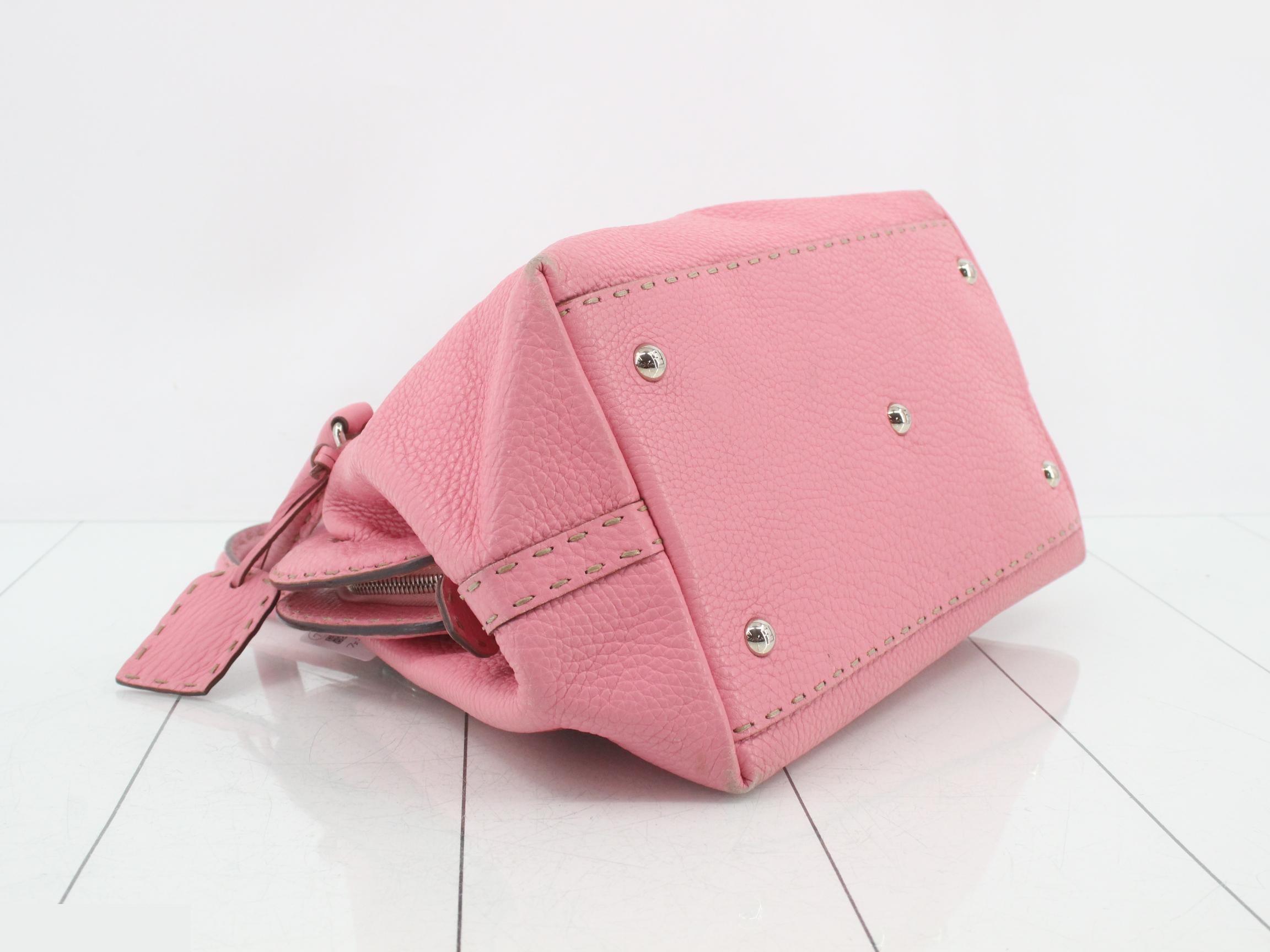 Pink leather handbag — view 5