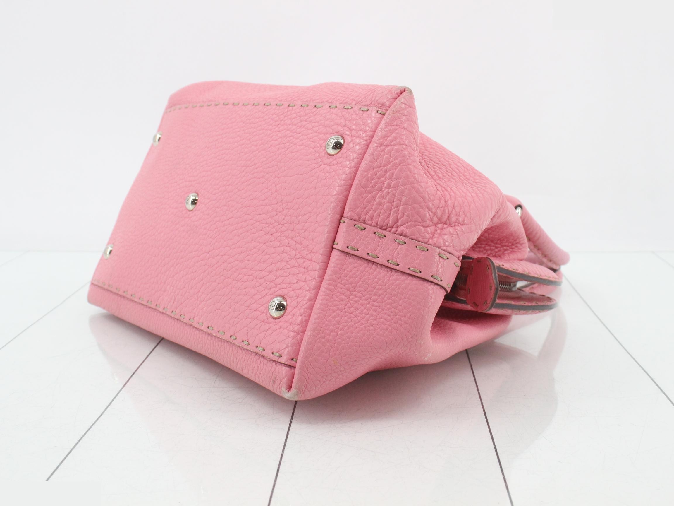 Pink leather handbag — view 6