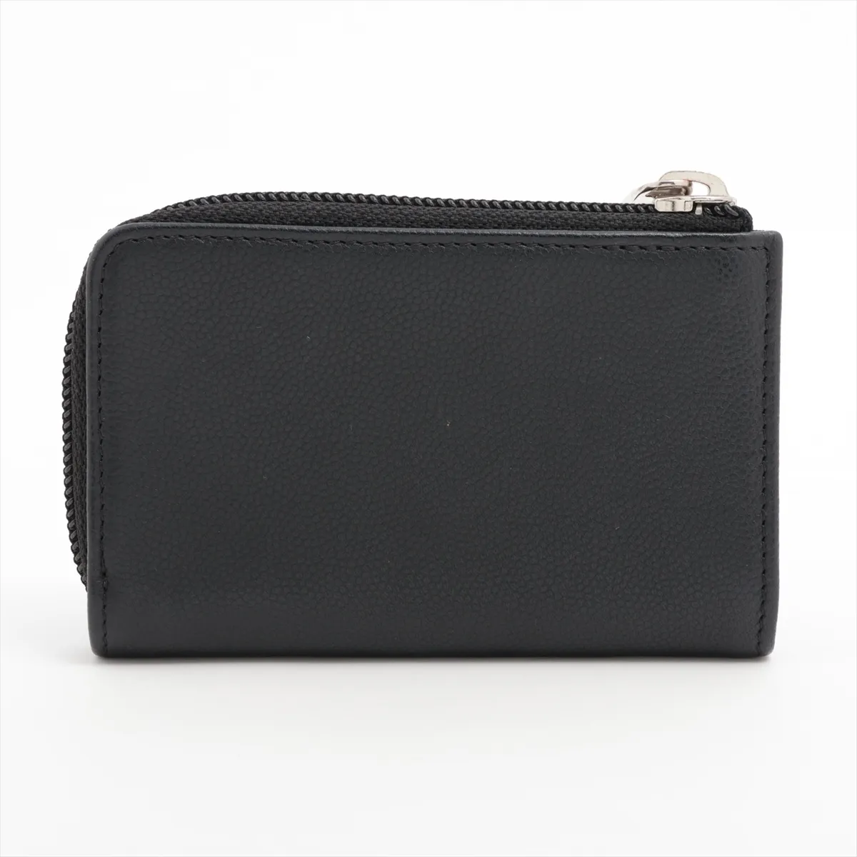 Coco Mark Caviar Skin Coin Case, Black with Silver Hardware, 24136285 — view 2