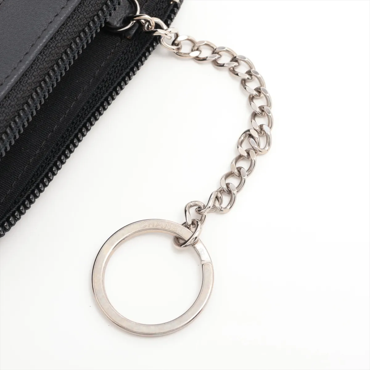 Coco Mark Caviar Skin Coin Case, Black with Silver Hardware, 24136285 — view 5