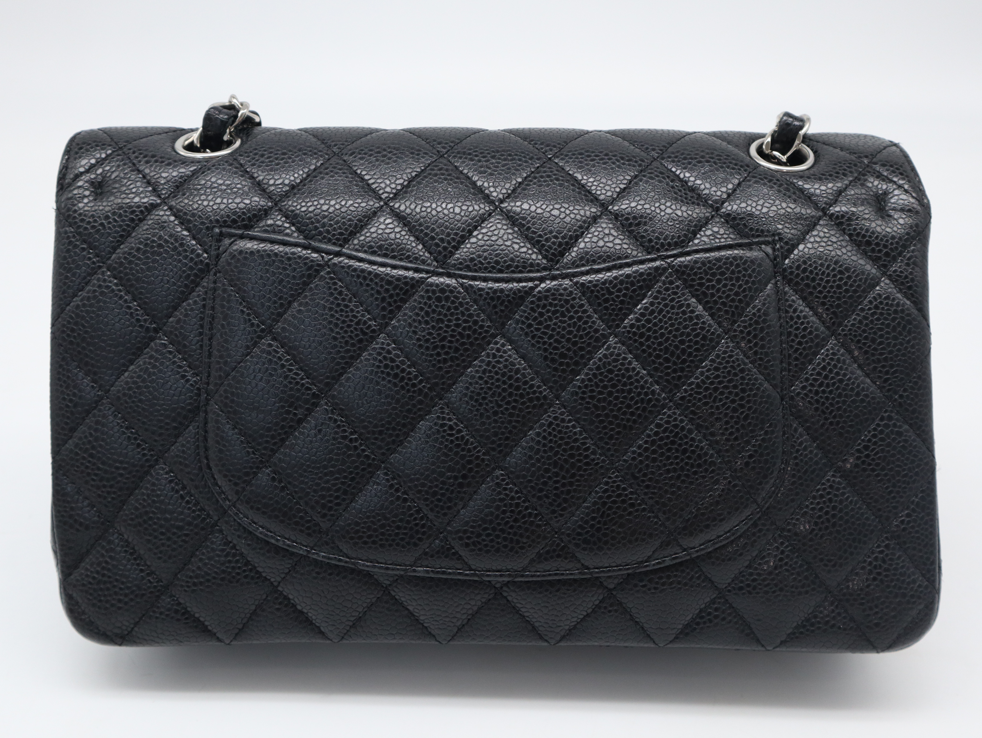 Caviar Skin Matelassé 25 Shoulder Bag with Double Flap, Double Chain, Silver Hardware, Seal, Card, 13099457, Guarantee Card, and Dust Bag. — view 2