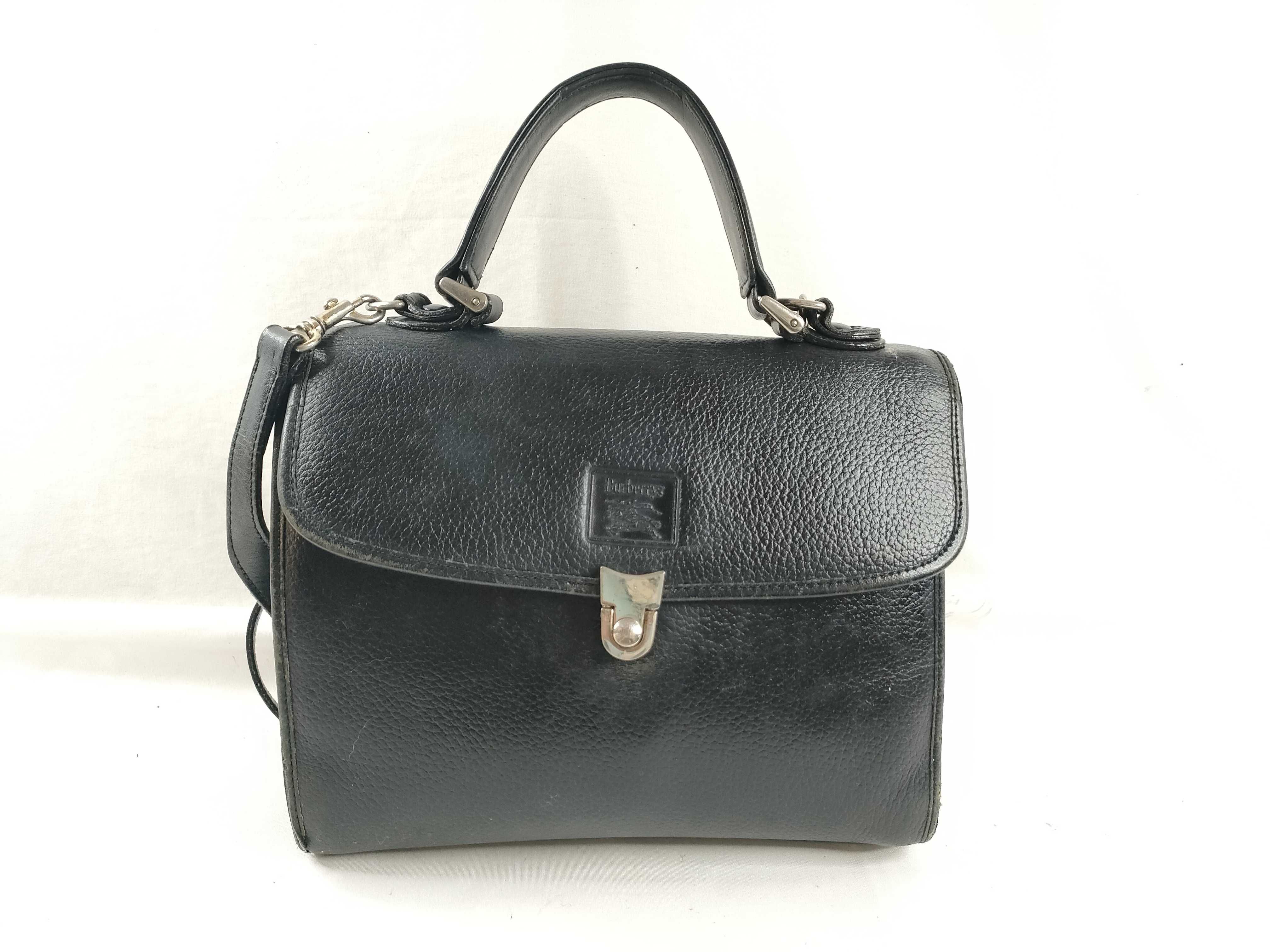 Burberrys Burberry Handbag Shoulder Bag 2-Way Black Leather Nova Check Handbag
