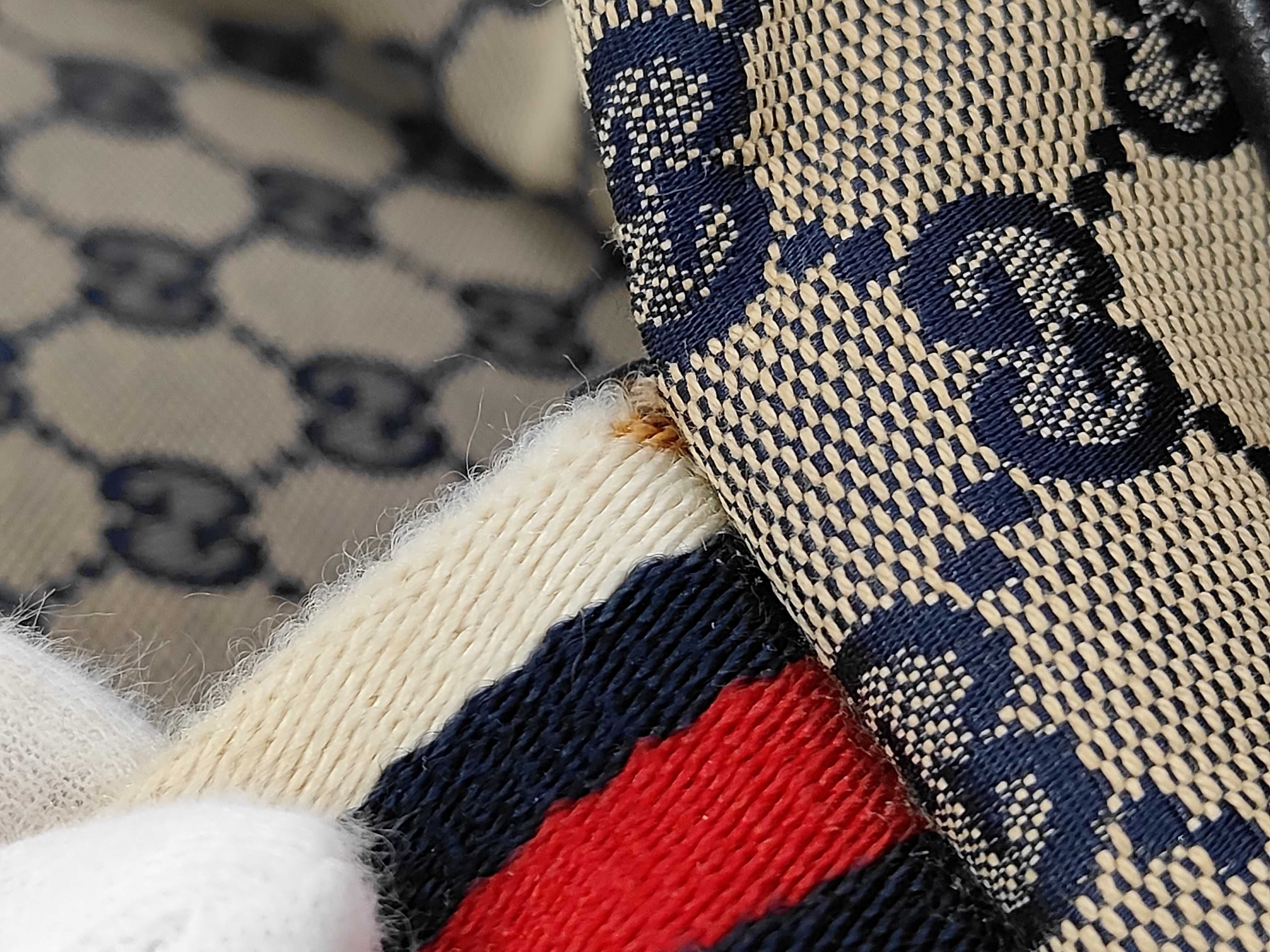 Beige Navy Canvas GG Monogram Sherry 146310 Boston Bag — view 13