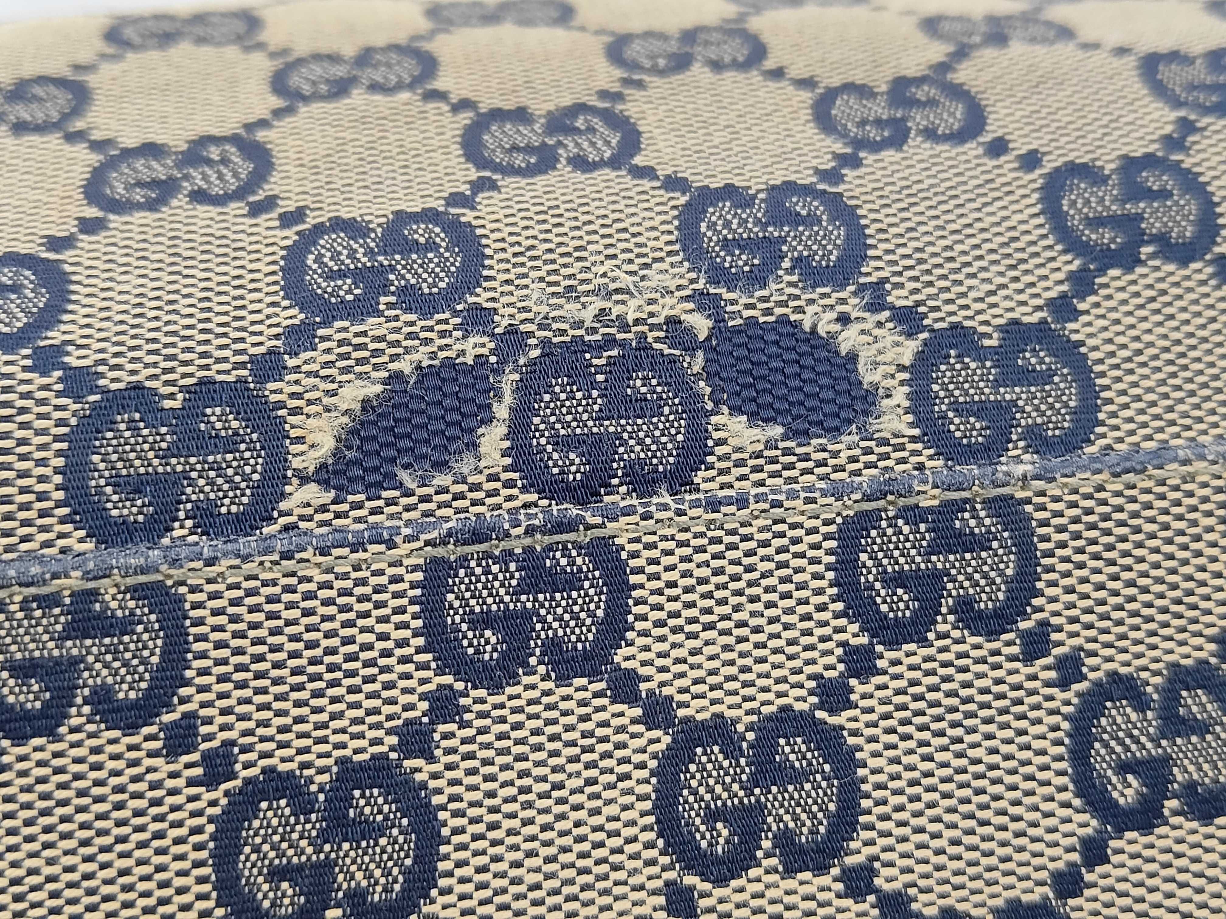 Beige Navy Canvas GG Monogram Sherry 146310 Boston Bag — view 9