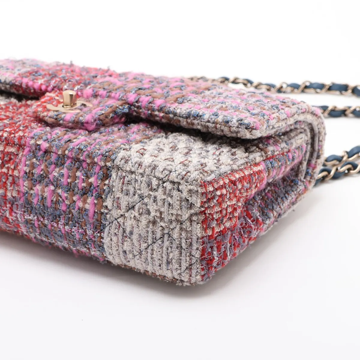 Matelassé 25 Tweed Double Flap Double Chain Bag, Multicolor, Gold Hardware, 19987576, Serial Number 19 — view 3