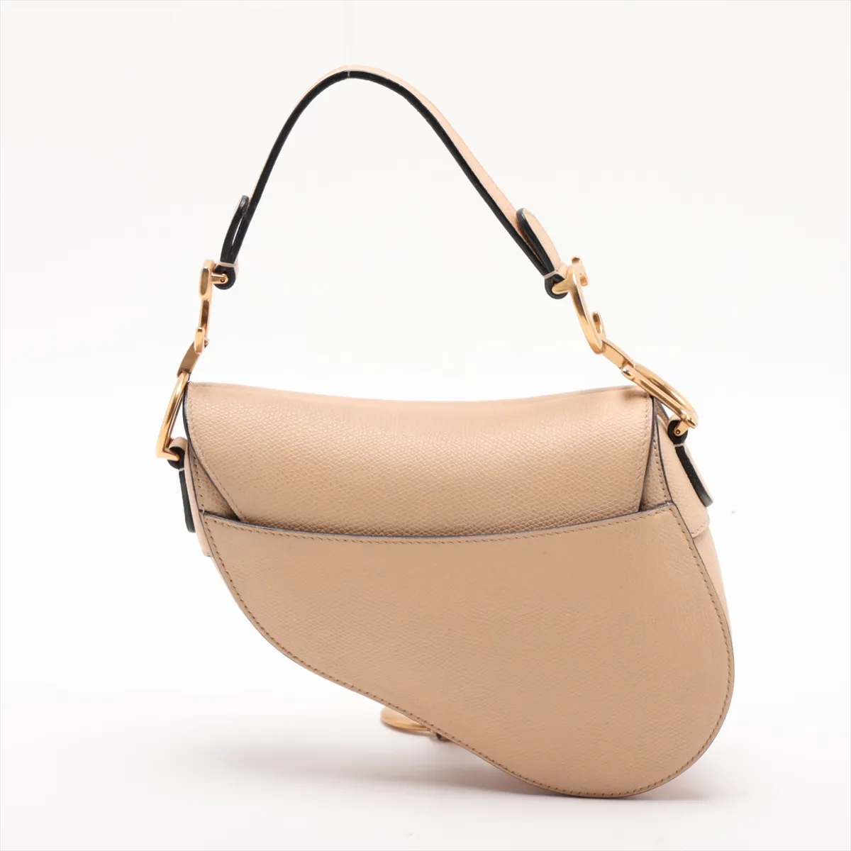 Saddle Leather Handbag, Beige — view 2
