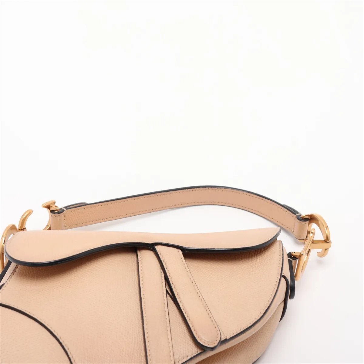 Saddle Leather Handbag, Beige — view 6