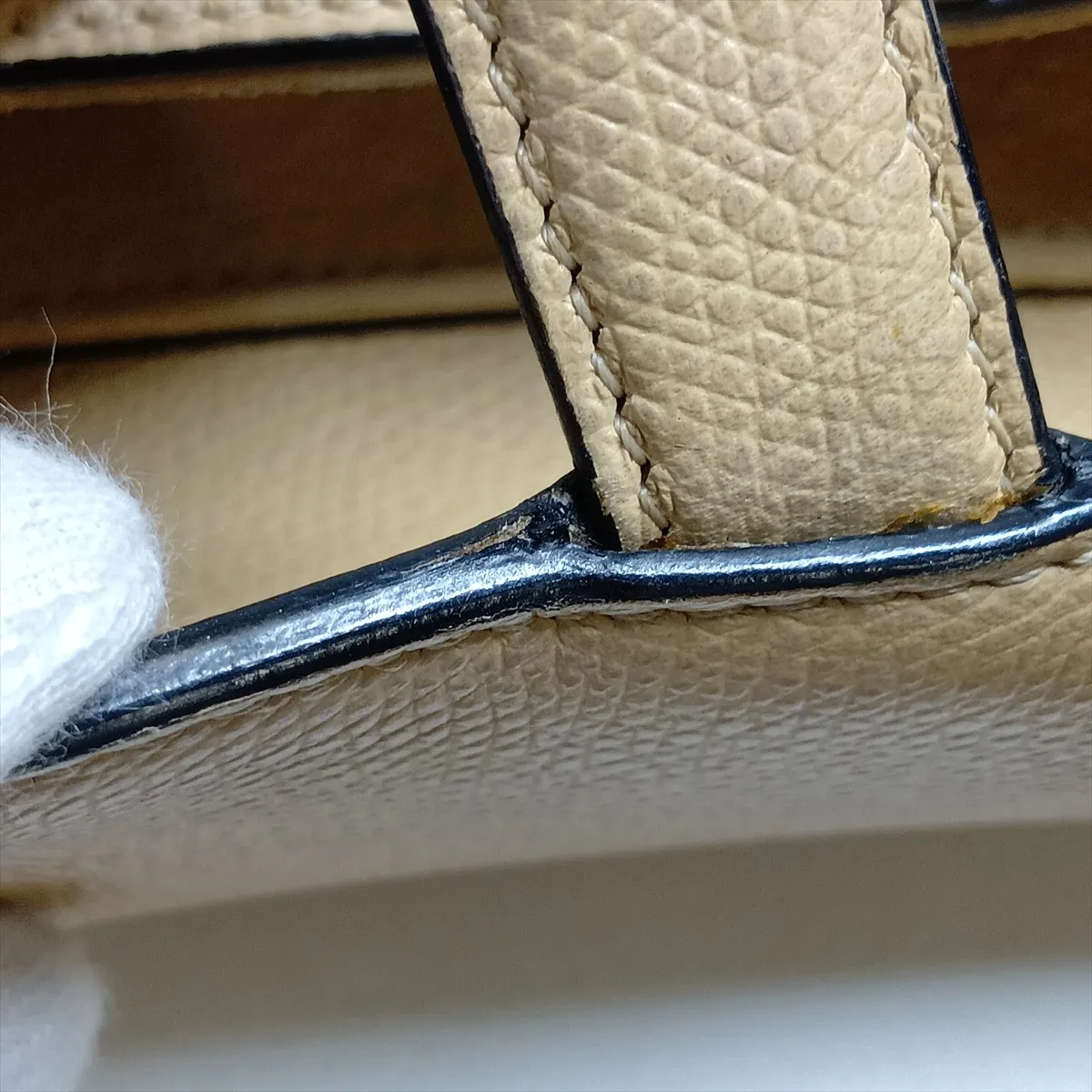 Saddle Leather Handbag, Beige — view 10