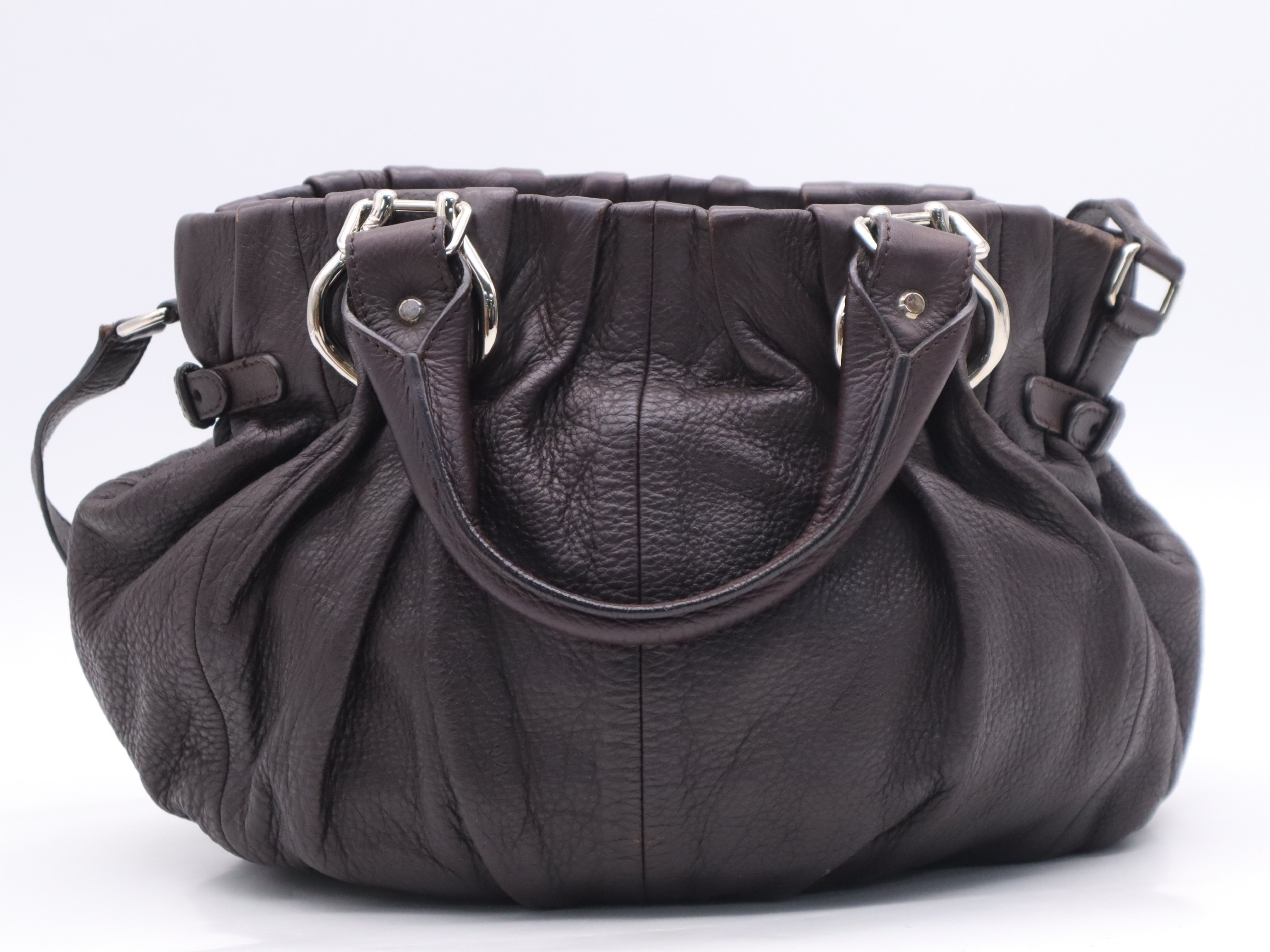 Leather Pillow Small Handbag, Dark Brown, Silver Hardware, Includes Shoulder Strap, Dust Bag, and Charm. — view 2