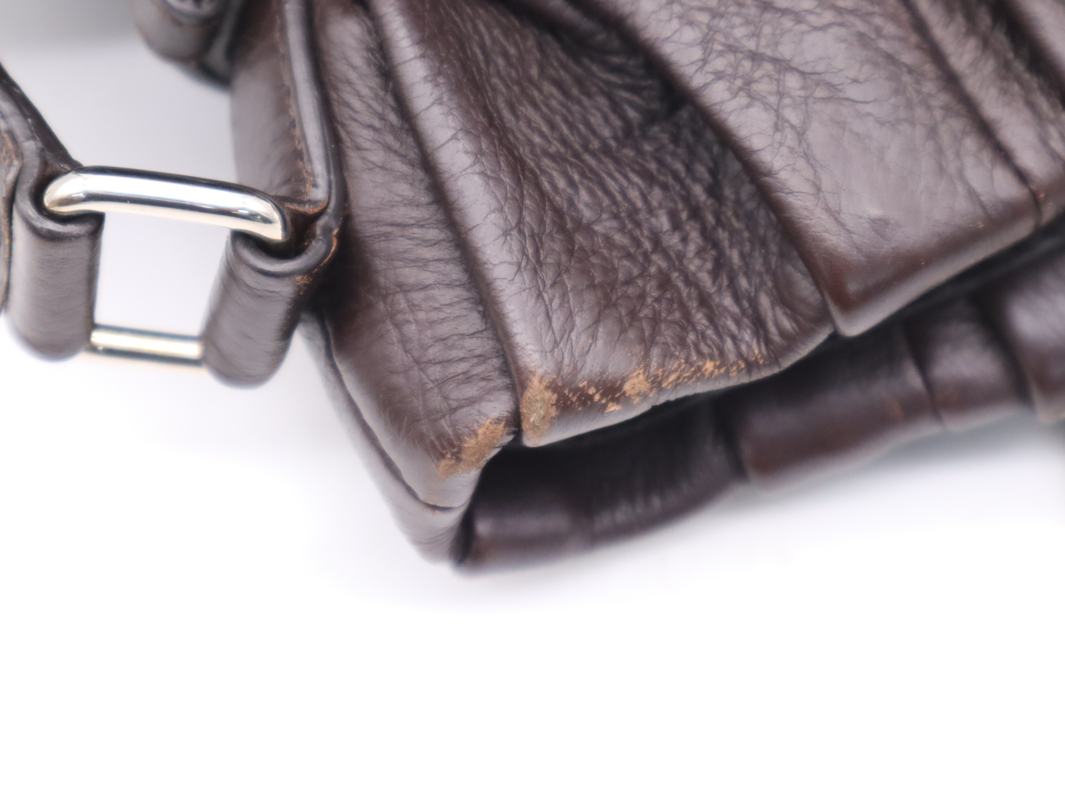 Leather Pillow Small Handbag, Dark Brown, Silver Hardware, Includes Shoulder Strap, Dust Bag, and Charm. — view 12