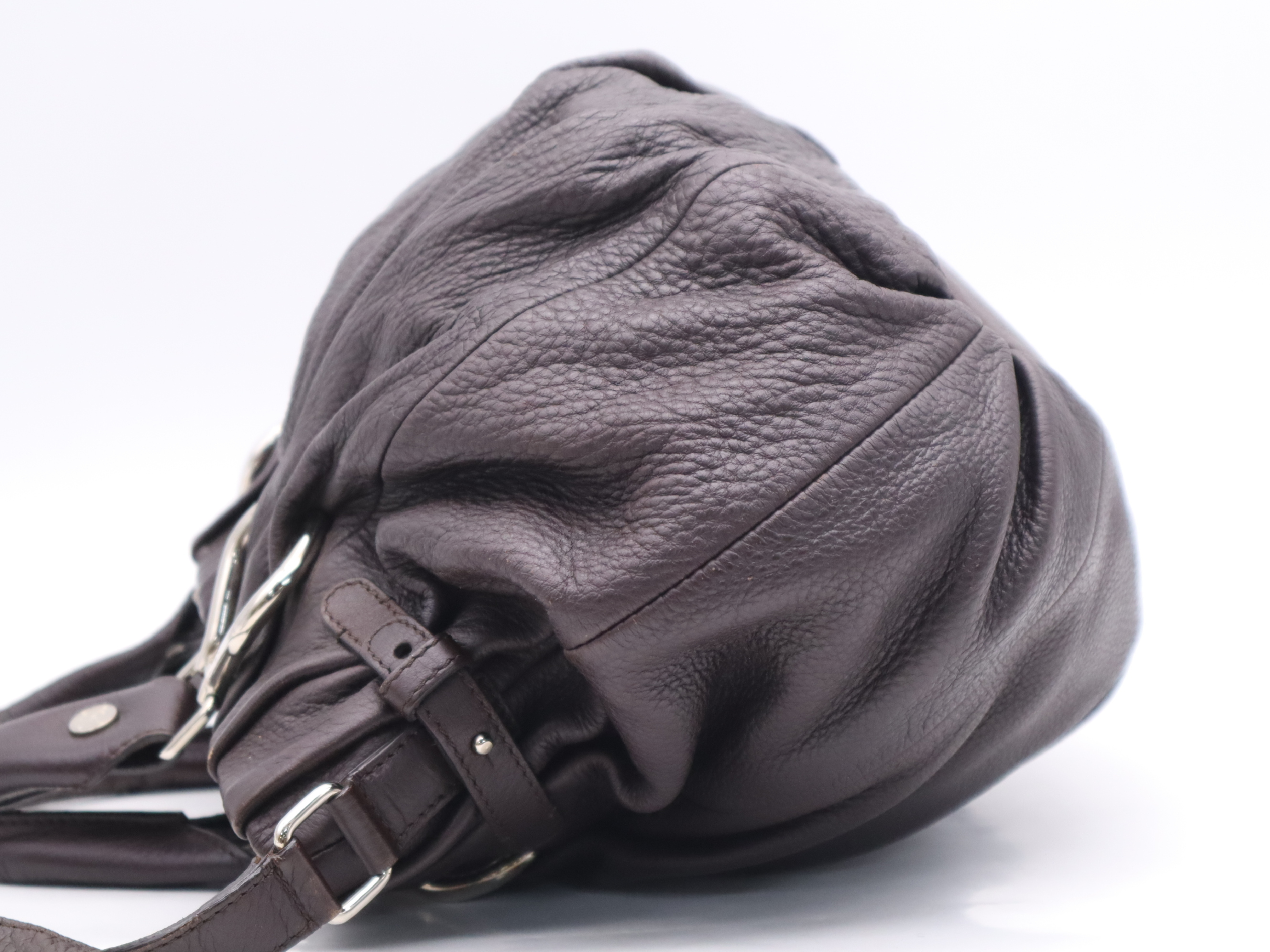 Leather Pillow Small Handbag, Dark Brown, Silver Hardware, Includes Shoulder Strap, Dust Bag, and Charm. — view 3
