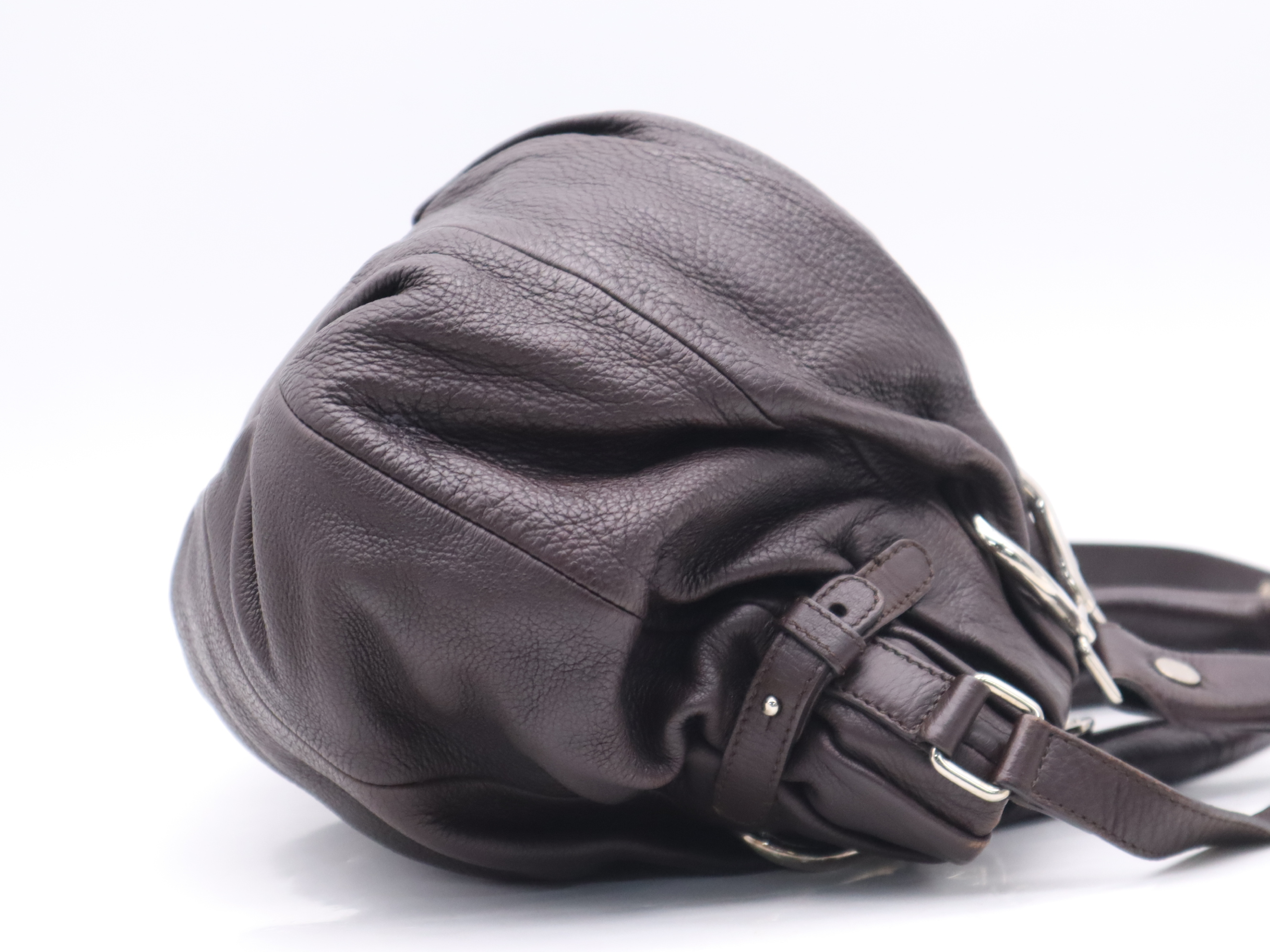 Leather Pillow Small Handbag, Dark Brown, Silver Hardware, Includes Shoulder Strap, Dust Bag, and Charm. — view 5