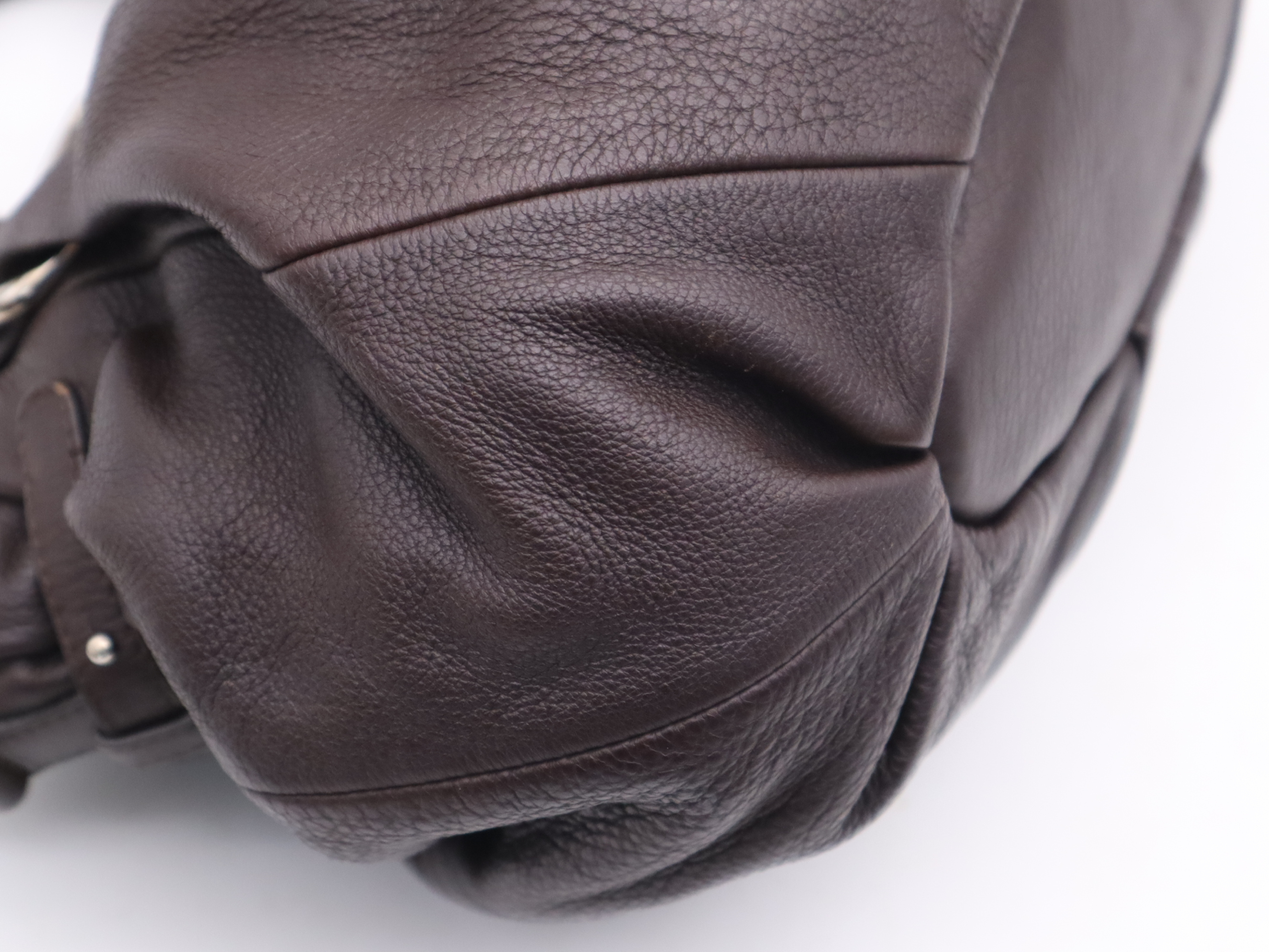 Leather Pillow Small Handbag, Dark Brown, Silver Hardware, Includes Shoulder Strap, Dust Bag, and Charm. — view 9