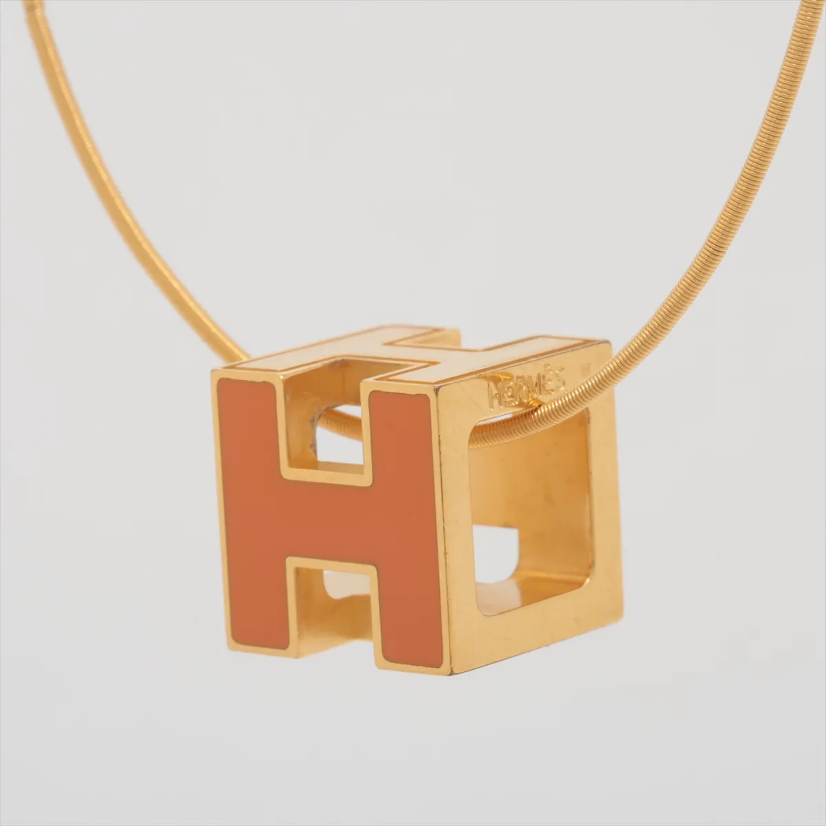Cage de Ash H Cube Necklace GP Gold x Orange Damage — view 2