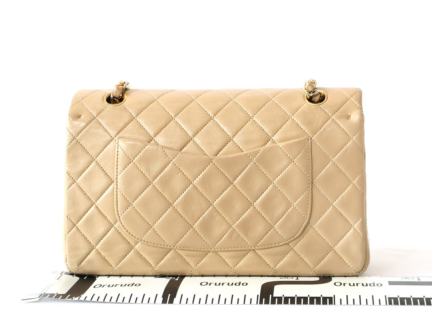 Matelassé 25 Lambskin Double Flap Double Chain Shoulder Bag, Beige — view 2