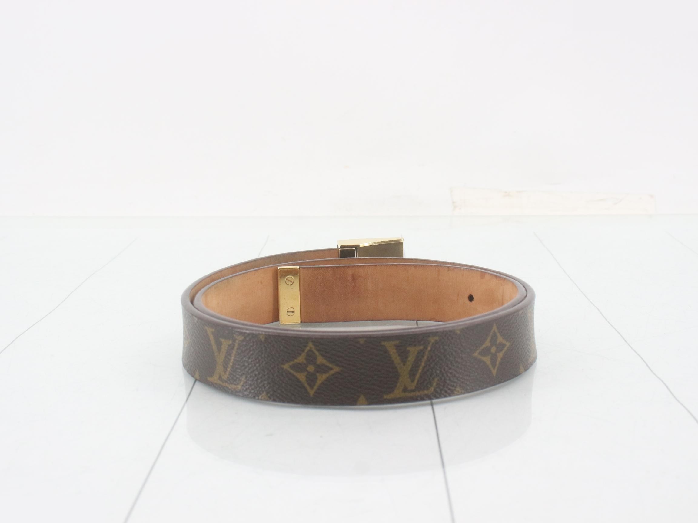 M6800 Ceinture Carrée Belt, Gold Hardware, Brown Leather — view 2