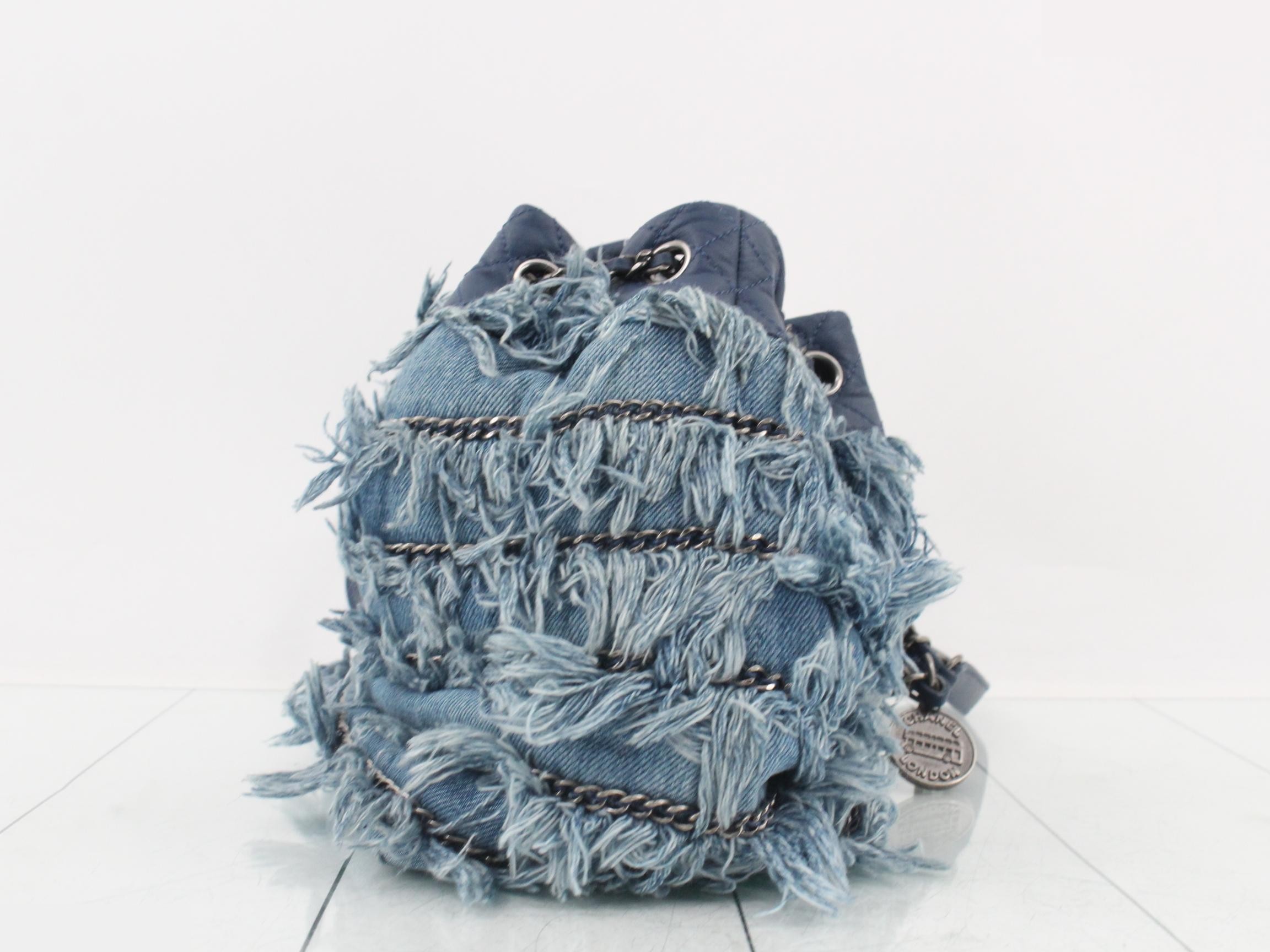 Denim fringe chain shoulder bag — view 4