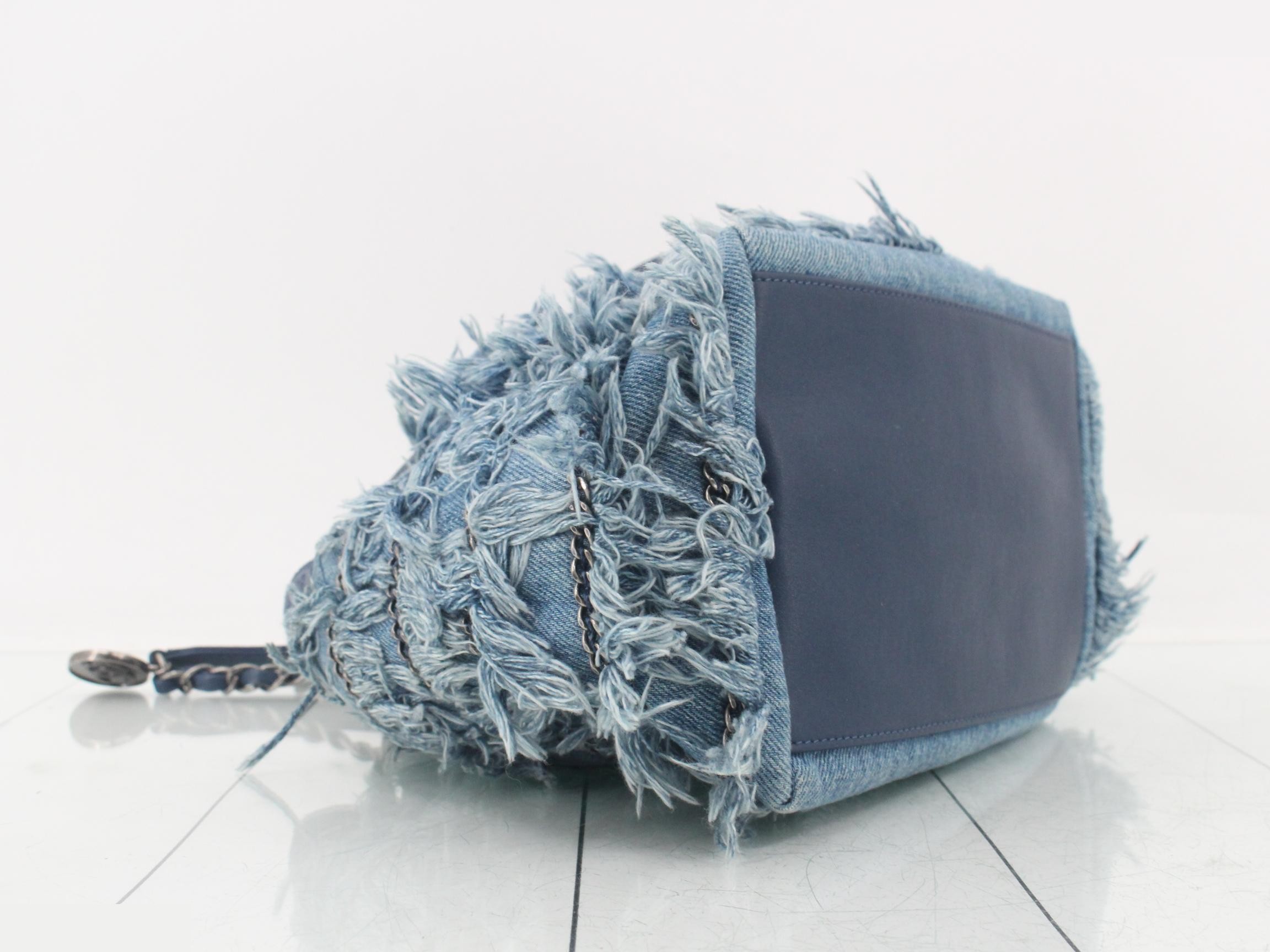 Denim fringe chain shoulder bag — view 5