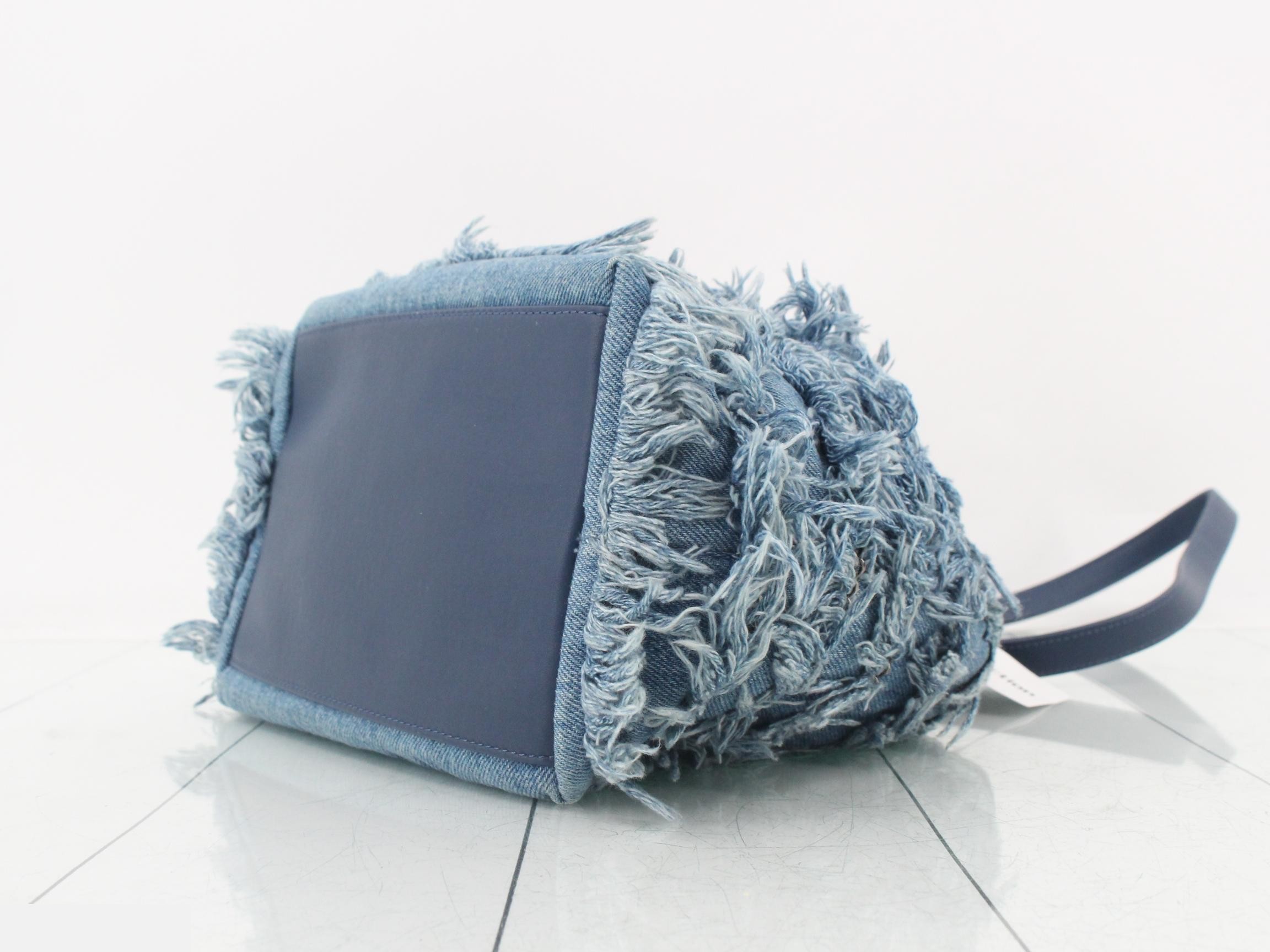 Denim fringe chain shoulder bag — view 6