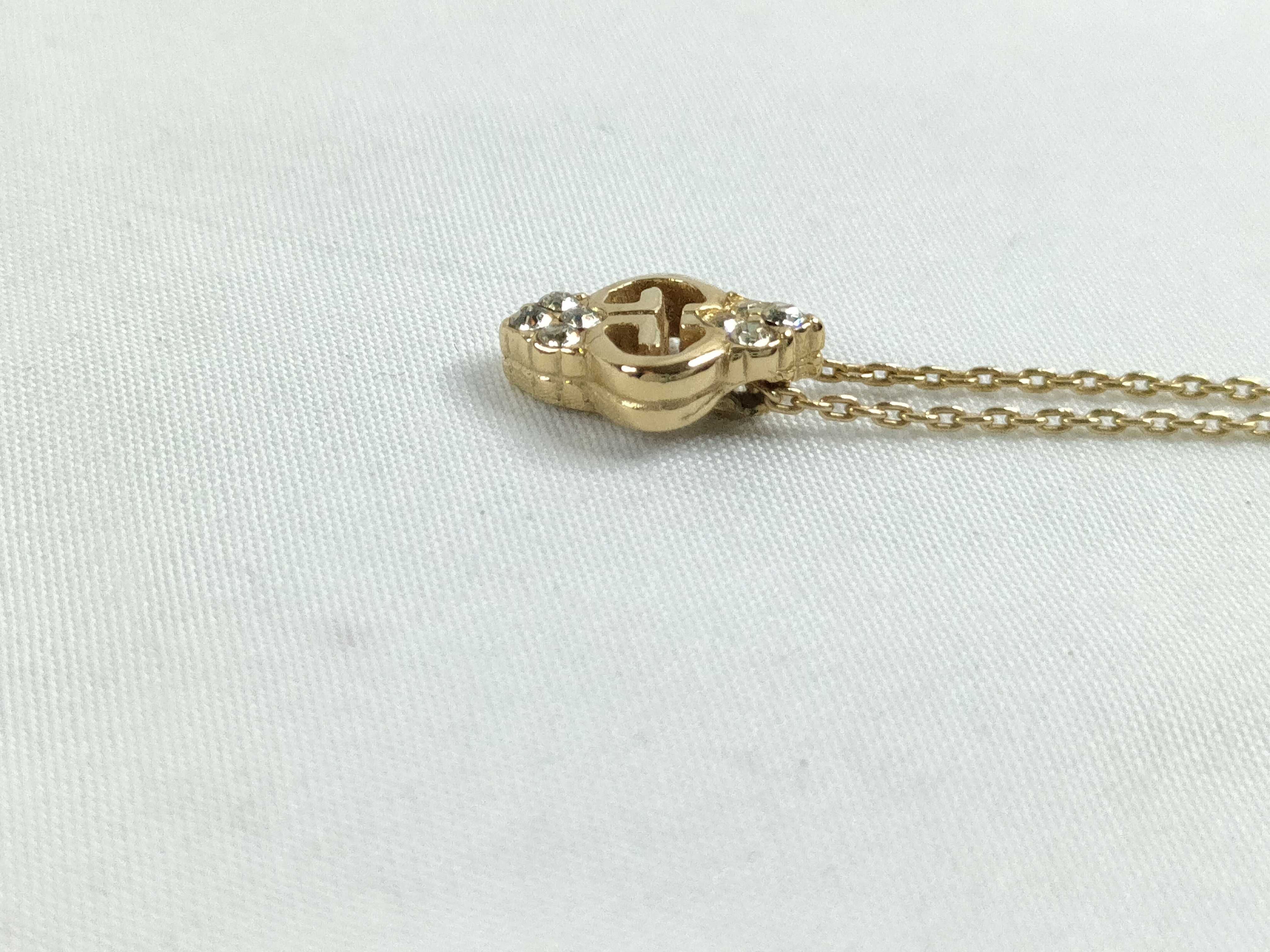 G Logo Rhinestone Gold Necklace — view 3