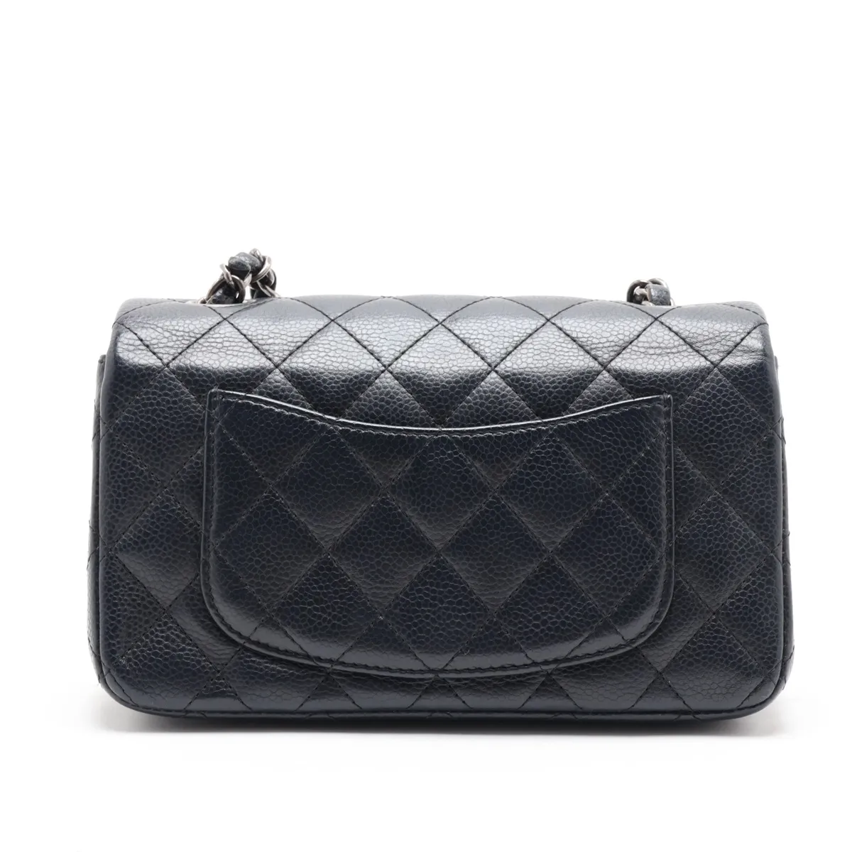Mini Matelassé 20 Caviar Skin Single Flap Single Chain Bag, Navy, Gunmetal Hardware, 21567046, Serial Number 21-A69900 — view 2