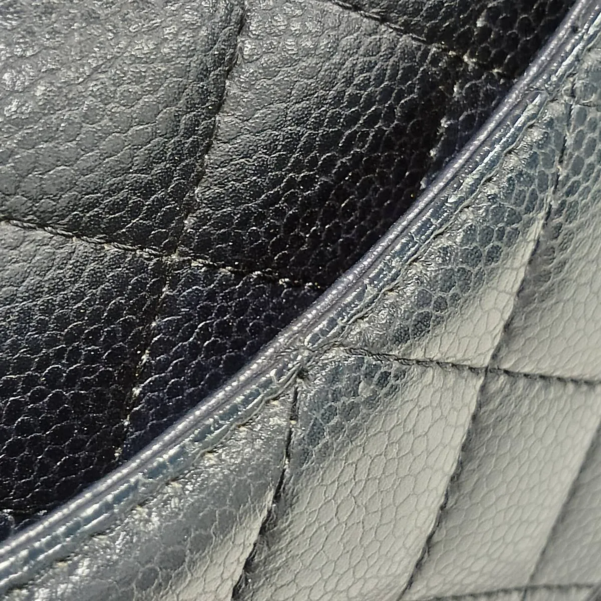 Mini Matelassé 20 Caviar Skin Single Flap Single Chain Bag, Navy, Gunmetal Hardware, 21567046, Serial Number 21-A69900 — view 11