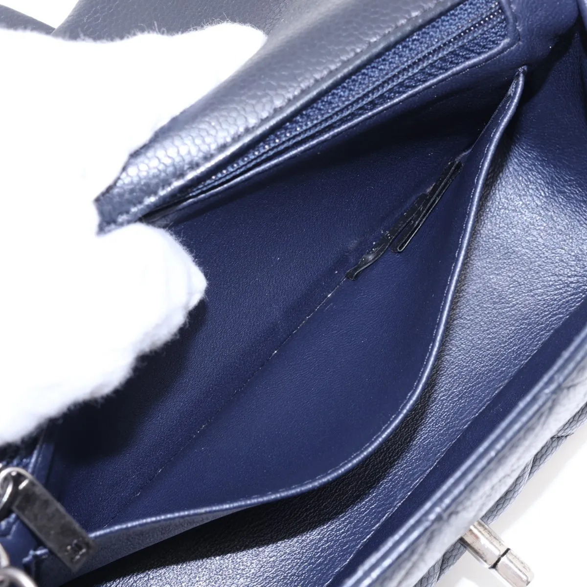 Mini Matelassé 20 Caviar Skin Single Flap Single Chain Bag, Navy, Gunmetal Hardware, 21567046, Serial Number 21-A69900 — view 8